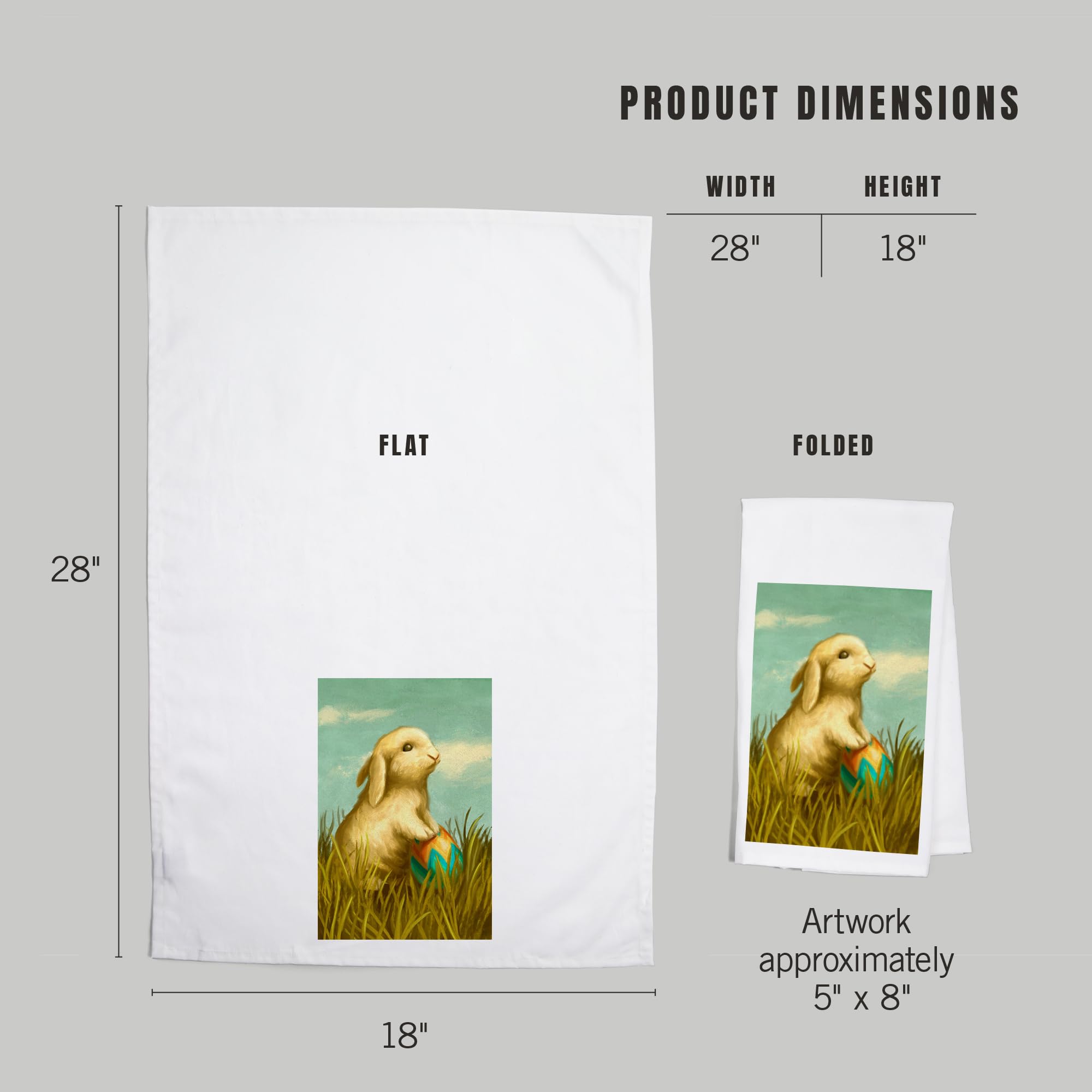 Easter Bunny Oil Painting - 100% Cotton Tea Towel, Decorative Hand Towel for Kitchen & Home Decor - Perfect for Easter Gifts, Spring Home Accents, and Farmhouse Style Decorations