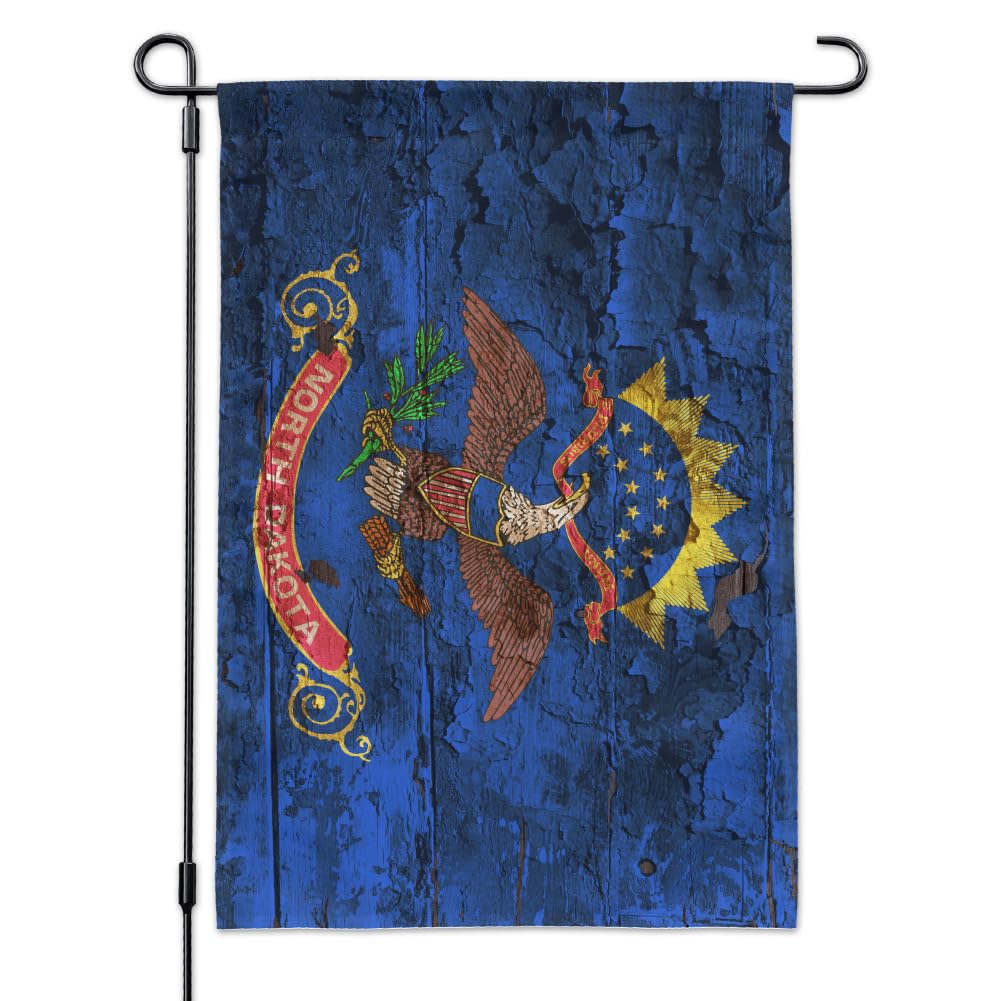 Vintage Distressed North Dakota State Flag - Rustic USA Garden & Yard Decoration for Outdoor Patio, Porch, and Home Decor