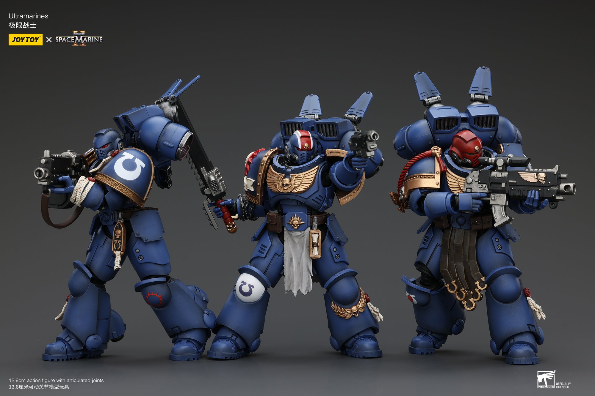 1/18 JOYTOY Warhammer 40K Ultramarines Lieutenant Titus Action Figure - Sergeant Gadriel & Brother Chairon Collectible Model for Tabletop Gaming & Display