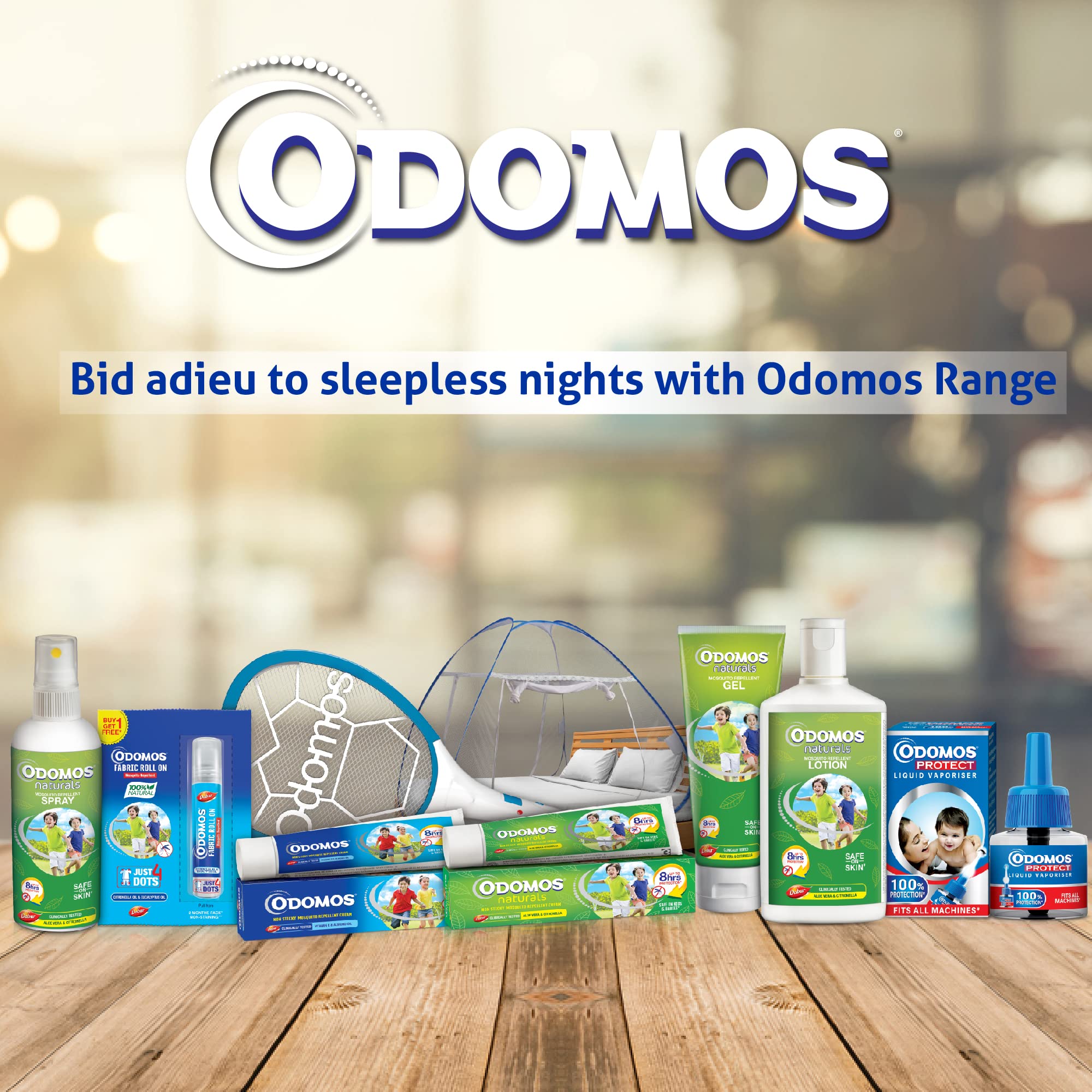 Dabur Odomos Non-Sticky Mosquito Repellent Cream with Vitamin E & Almond Oil - 100g | Natural Protection for Outdoor, Camping & Travel | DEET-Free Formula for Kids & Adults