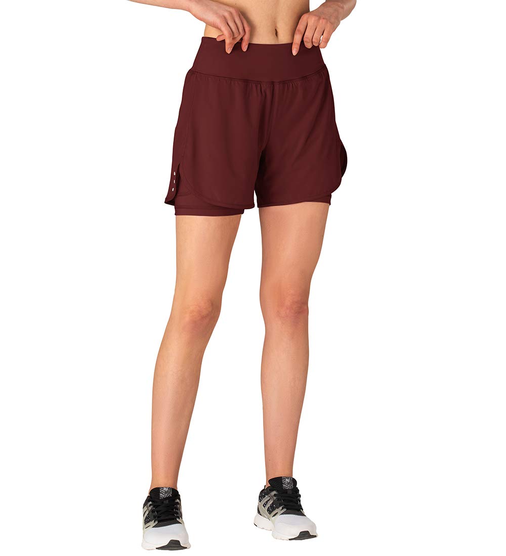 Gopune Women's 2-in-1 Running Shorts with Liner - High Waist Workout Athletic Shorts for Yoga, Gym & Fitness Training - Perfect for Jogging, Cycling & Summer Sports Activities