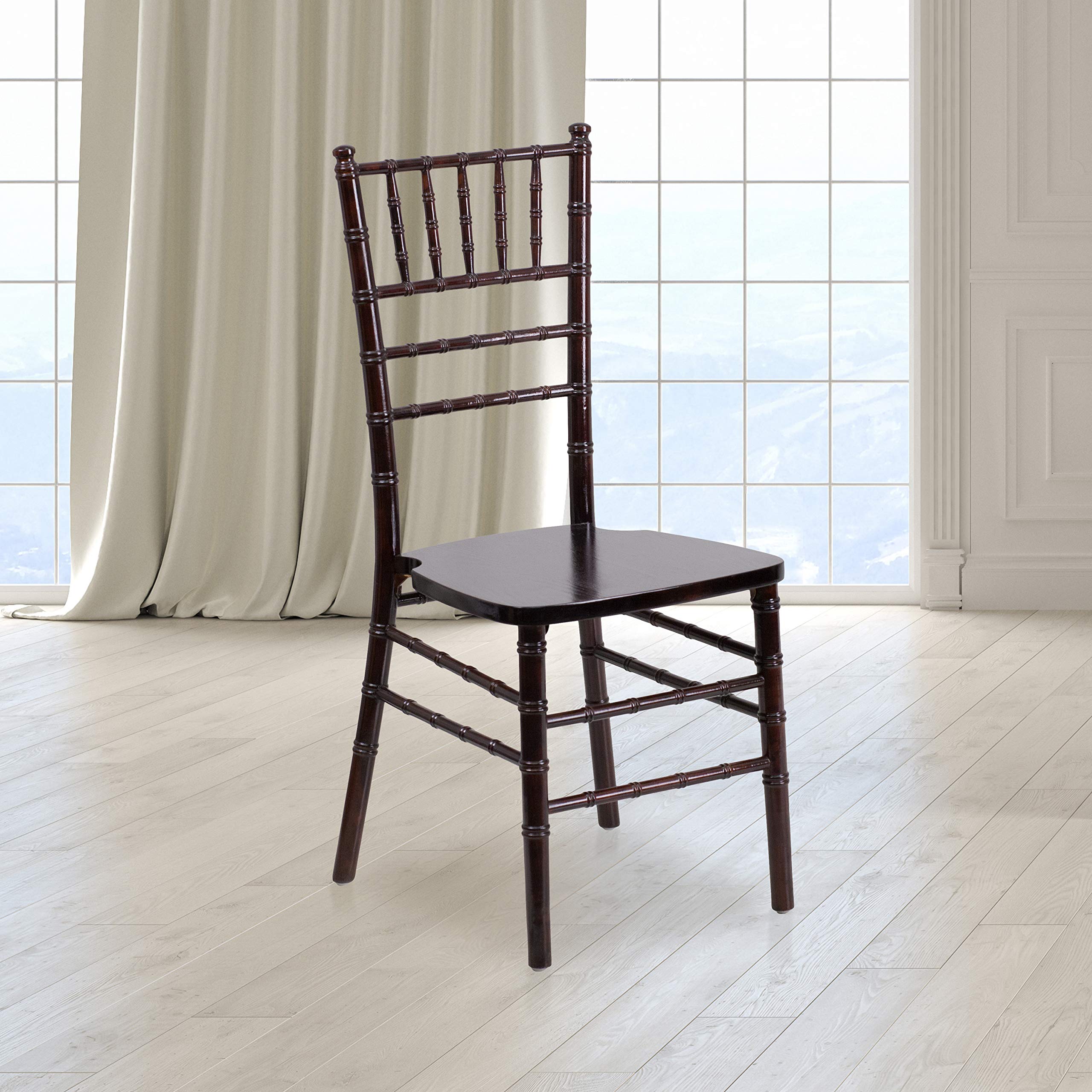 Flash Furniture 2-Pack HERCULES Series Walnut Wood Chiavari Chairs - Elegant Wedding, Banquet & Event Seating - Durable Wooden Chairs for Indoor & Outdoor Use