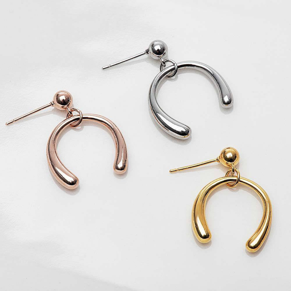 925 Sterling Silver Ball Drop Horseshoe Earrings - Celebrity Inspired Style for Everyday Wear & Special Occasions