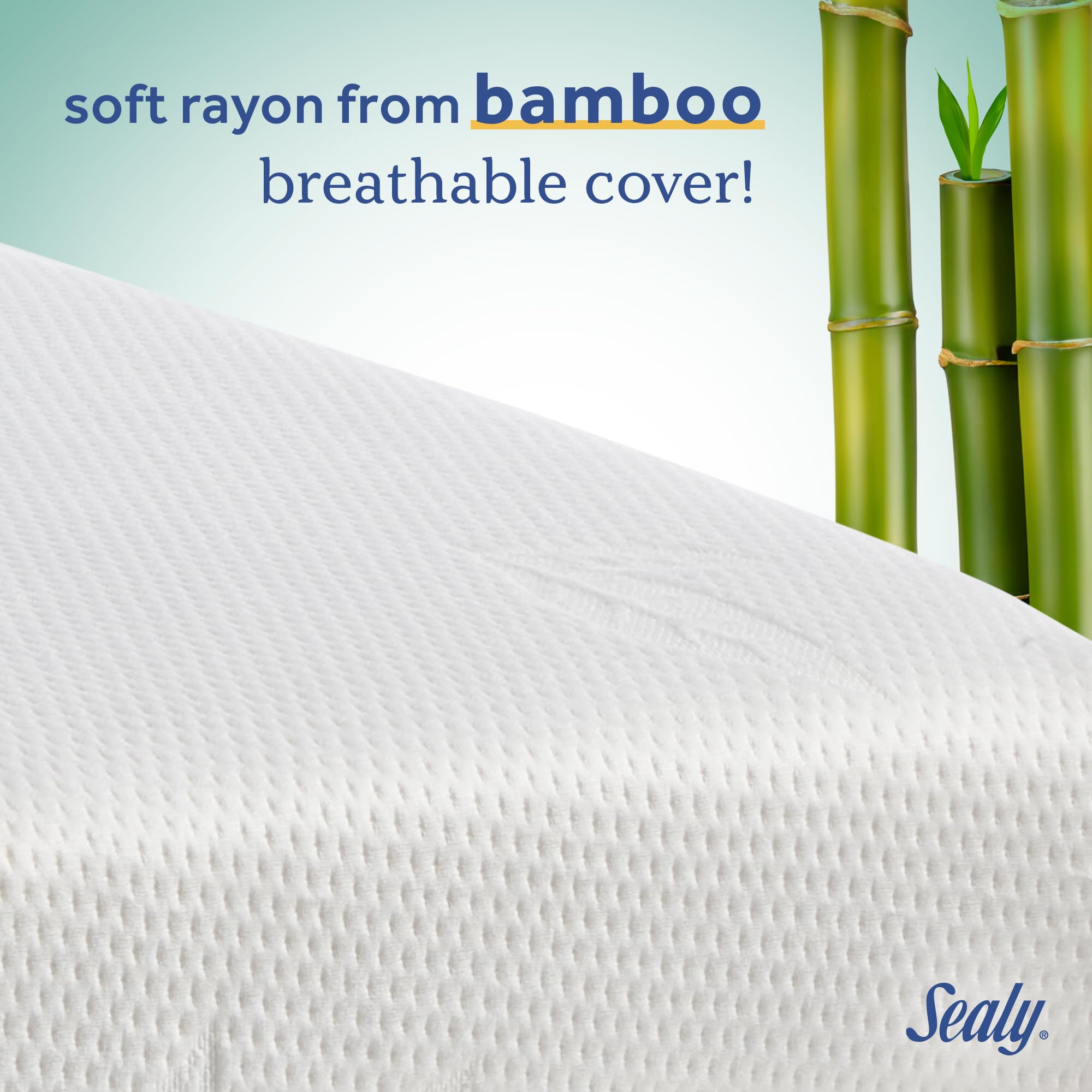 Sealy Cozy Brilliance Breathable Bamboo Rayon Hypoallergenic Baby Crib Mattress & Toddler Bed Mattress - 2-Stage Firm Support, Non-Toxic, Washable Zip Cover, Waterproof, Made in USA (52