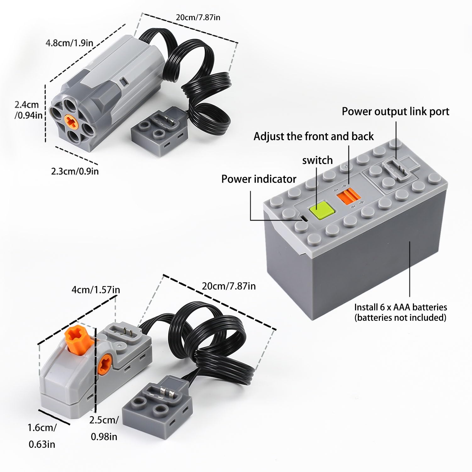 BloxBrix 3-in-1 Motorized Building Kit with M Motor, AAA Battery Box & Control Switch - Compatible with Lego Technic Parts | STEM Toys for Kids, DIY Engineering Projects & Creative Play