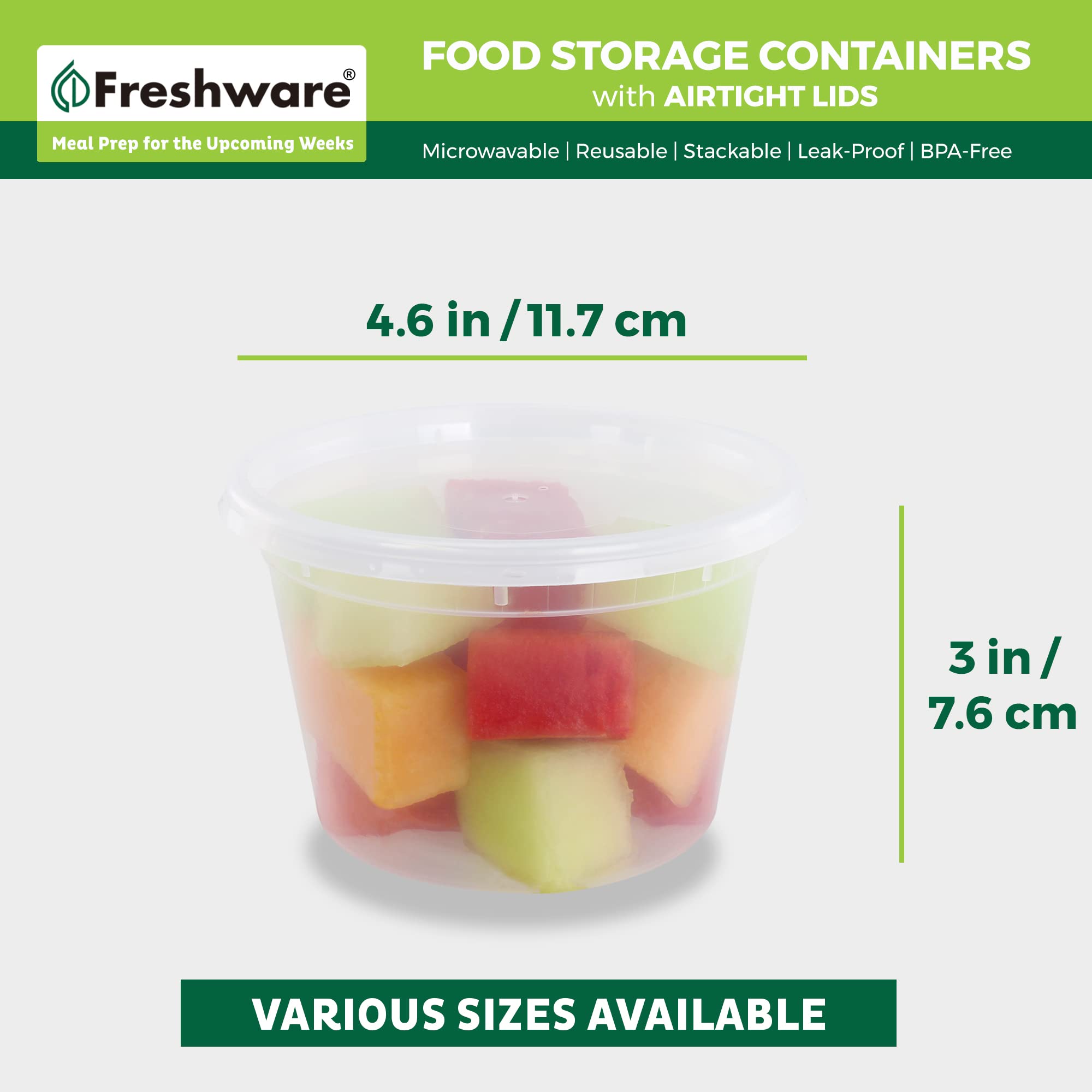 Freshware 240-Pack 16 oz BPA-Free Plastic Food Storage Containers with Lids - Freezer Safe, Leakproof, Stackable for Meal Prep, Leftovers & Kitchen Organization | Clear Containers for Refrigerator, Pantry & Office Use