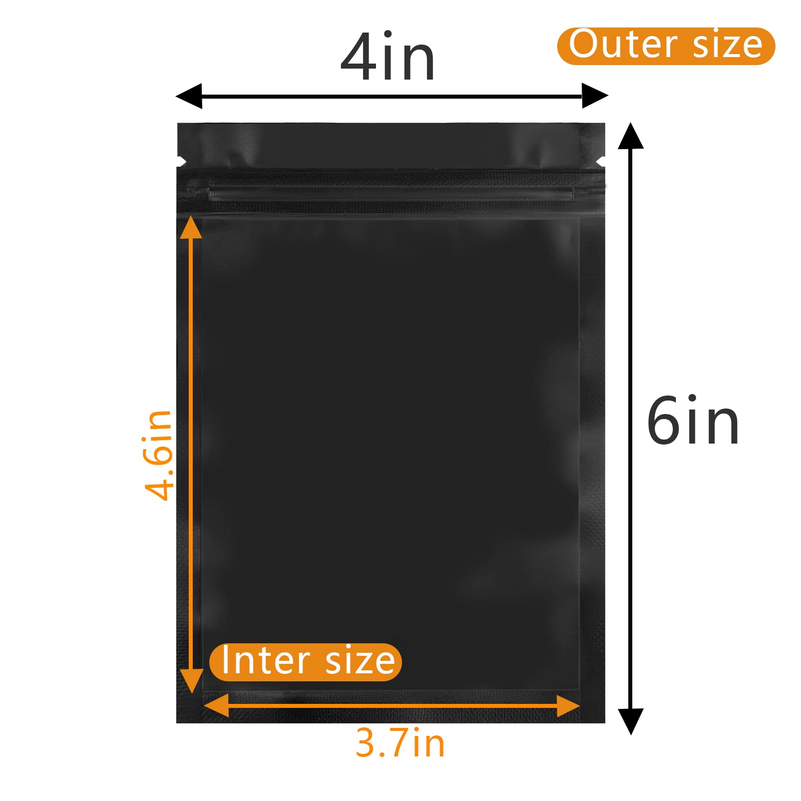 350 Pack 4x6 Inch Black Resealable Foil Pouch Bags - Double-Sided Matte Heat Sealable Packaging Bags for Food Storage, Crafts & Retail Display