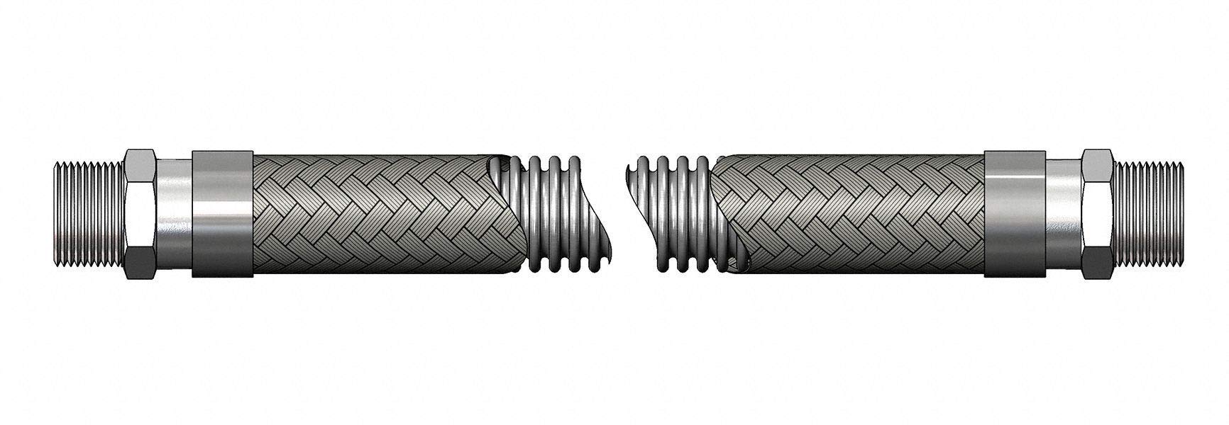Flexible Metal Hose - 36 Inch Length x 2 Inch Diameter, 321 Stainless Steel Construction - GM200SHM360 - Ideal for Industrial, Plumbing, and HVAC Applications