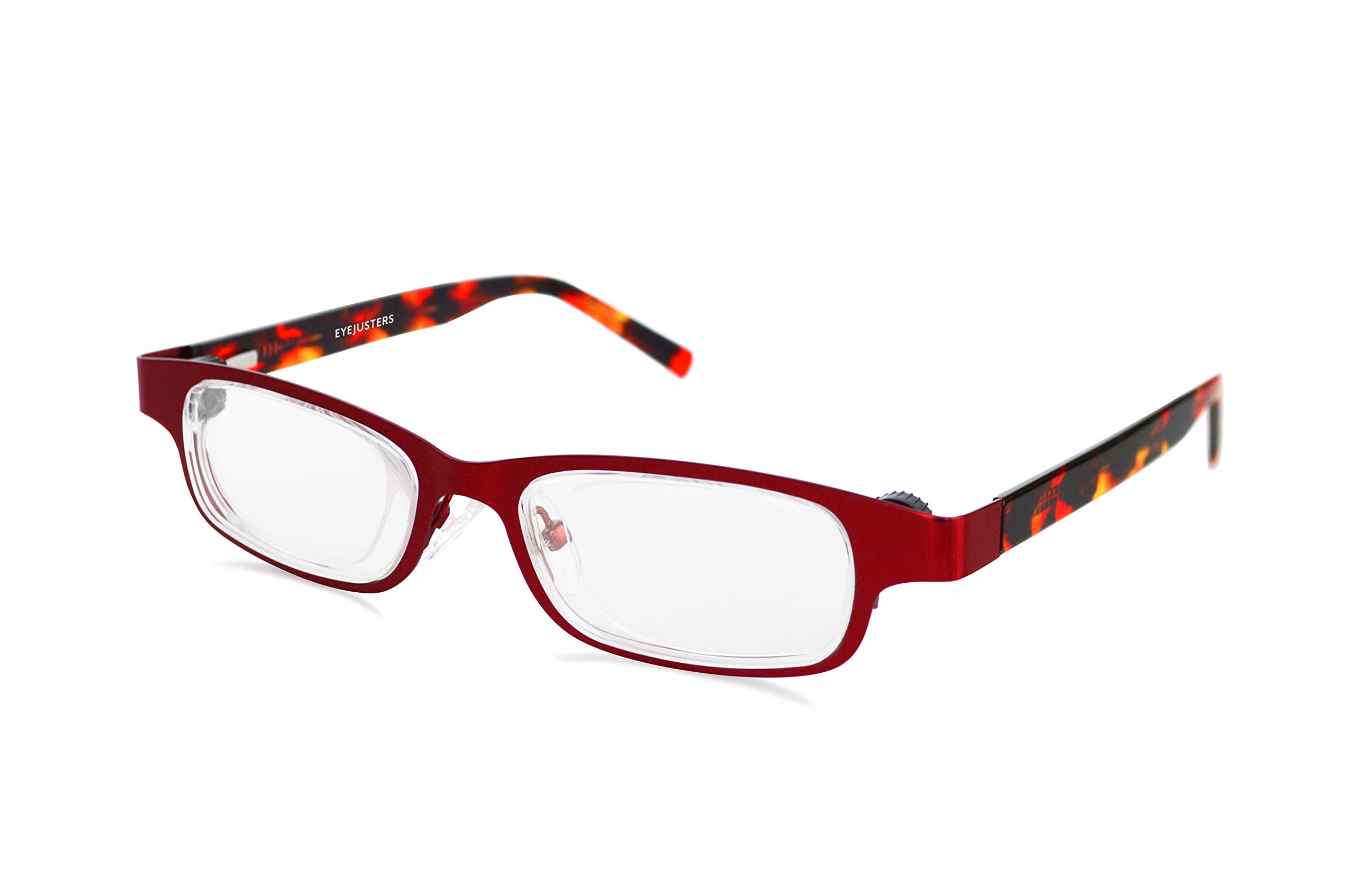 Self-Adjusting Reading Glasses for Men & Women - Oxford Style Frame with Ruby Red Color - Perfect for Reading, Computer Work and Daily Use