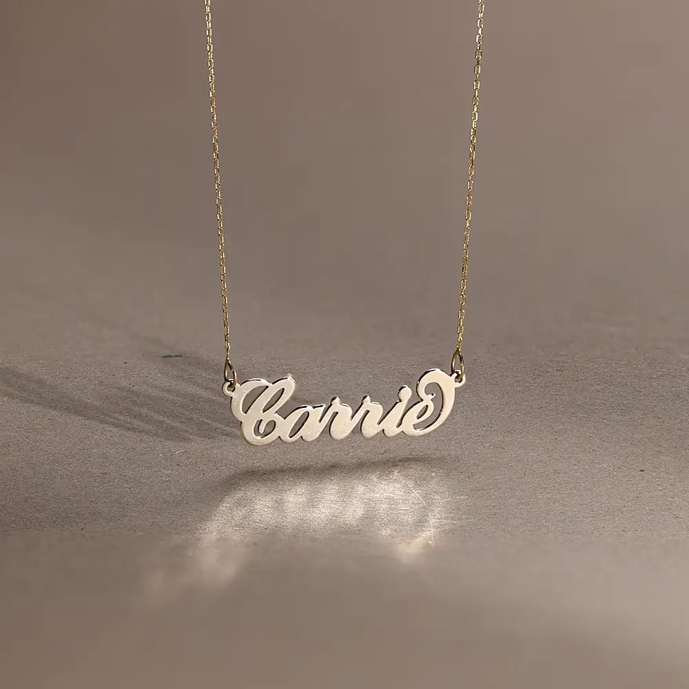 Personalized Carrie Name Necklace - Custom Engraved Dainty Gold/Silver Jewelry for Women - Unique Gift for Christmas, Mother's Day, Anniversary - Perfect for Date Night, Bridal Shower & Special Occasions