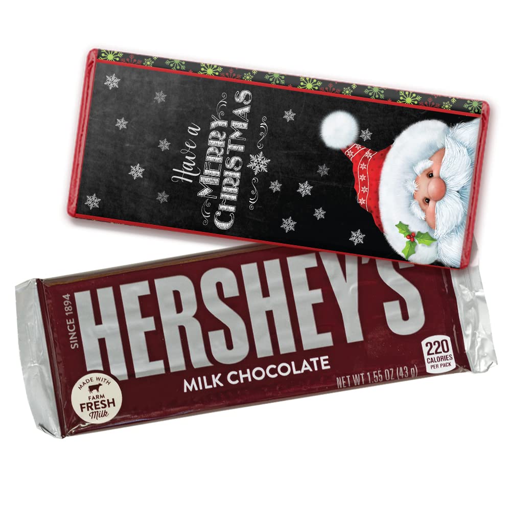 Personalized Christmas Candy Chocolate Bars with Santa Claus Design - 36 Count Red Foil Wrapped Holiday Treats for Gifts, Stocking Stuffers & Party Favors