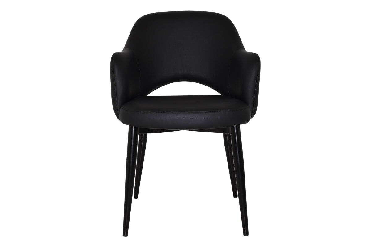 EZ Hospitality Cairo Indoor Armchair with Metal Base - Black 4-Leg Design for Living Room, Office, or Lounge Comfort