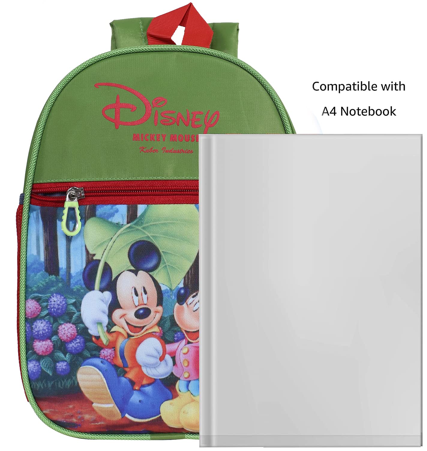 Disney Mickey Mouse Kids School Backpack for Boys & Girls - 2 Compartment Small Bookbag for Elementary Students | Lightweight Green School Bag for Daily Use, Travel & Outdoor Activities