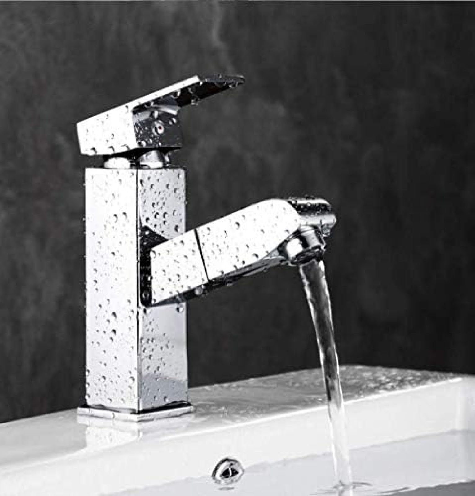 Premium Stainless Steel Waterfall Bathroom Faucet - Single Handle Hot and Cold Sink Faucet for Modern Vanity, Restroom & Powder Room - Sleek Design for Bathroom, Kitchen & Commercial Use