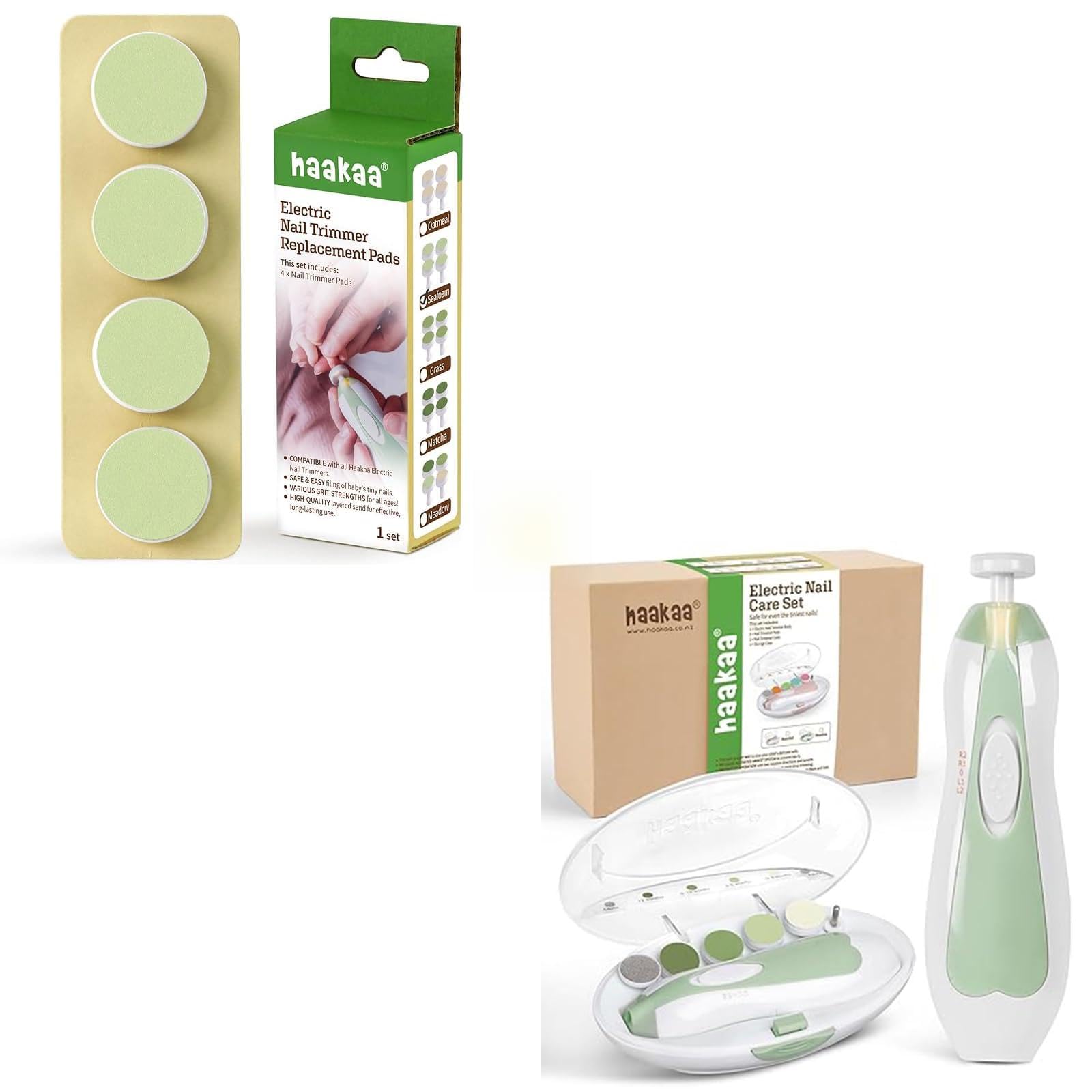 Haakaa Baby Nail Trimmer Electric File with Replacement Pads - Gentle & Safe for Newborns & Toddlers - Perfect for At-Home Baby Nail Care
