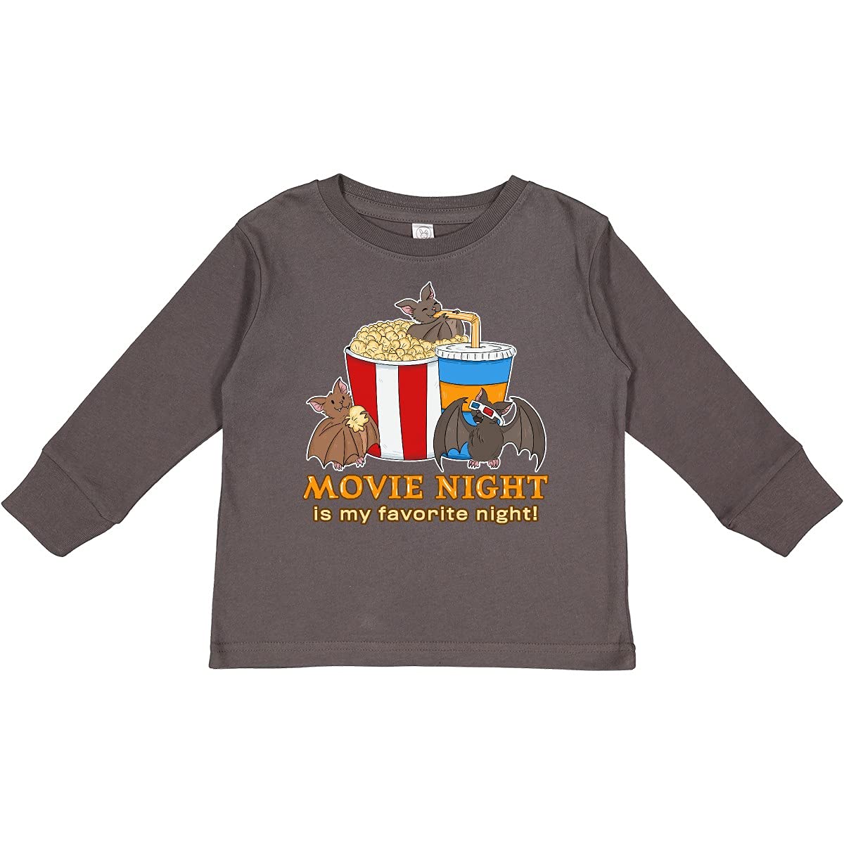 Movie Night is My Favorite Night Bats with Toddler Long Sleeve T-Shirt | Cute Family Matching Outfits for Movie Nights & Casual Wear