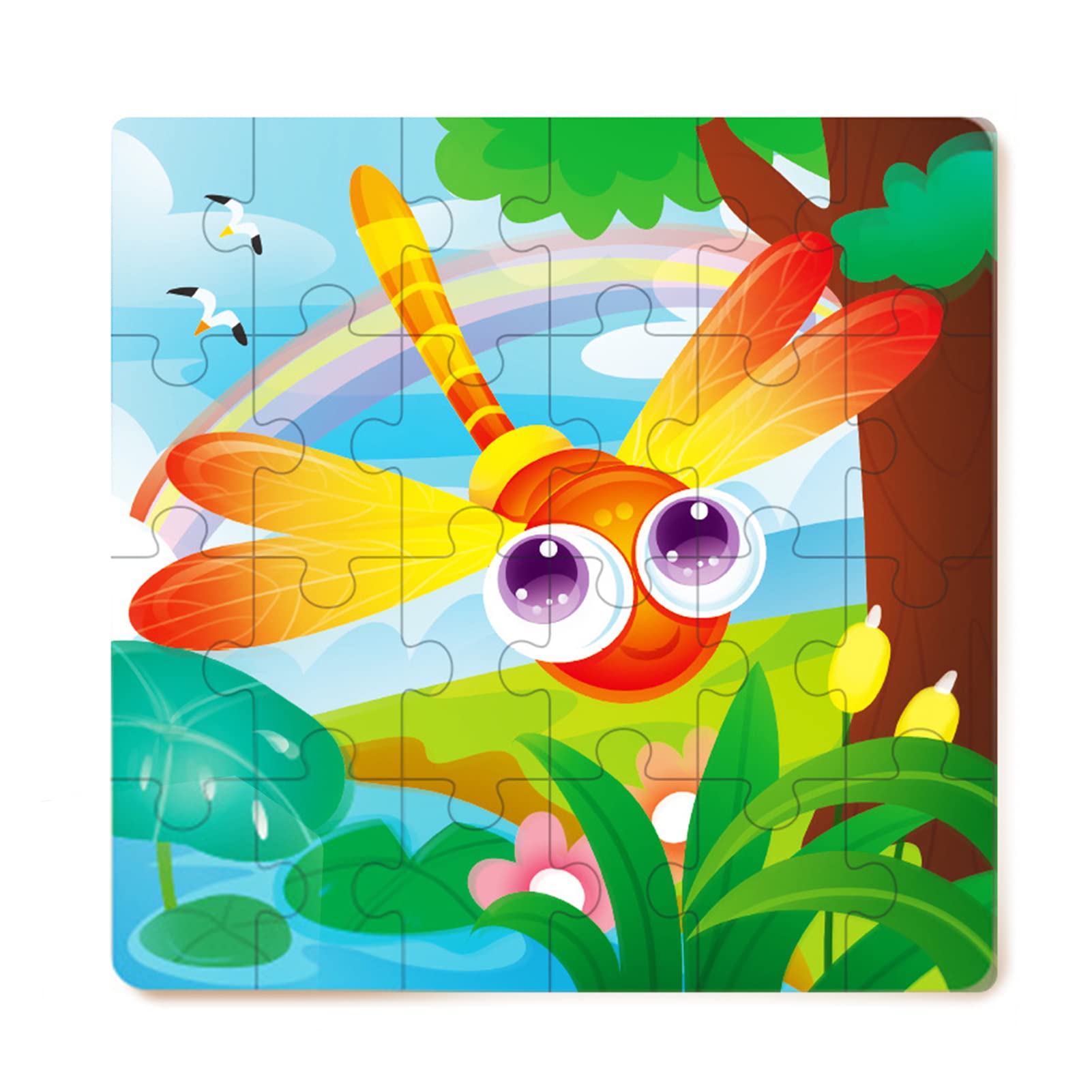 24-Piece Animal Pattern Jigsaw Puzzle Set - Educational Logic Training Toy, Wooden Density Board Puzzle for Kids, Birthday Gift for Boys & Girls - Perfect for Classroom, Home Learning & Party Favors