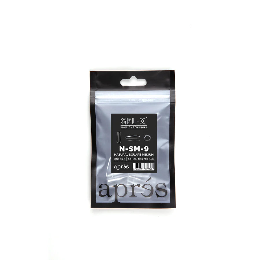 Apres Gel X Refill Tips 2.0 - 50pc Natural Medium Square Nail Extensions for Salon & DIY Manicures | Perfect for Acrylic Nails, Gel Polish & Nail Art Designs