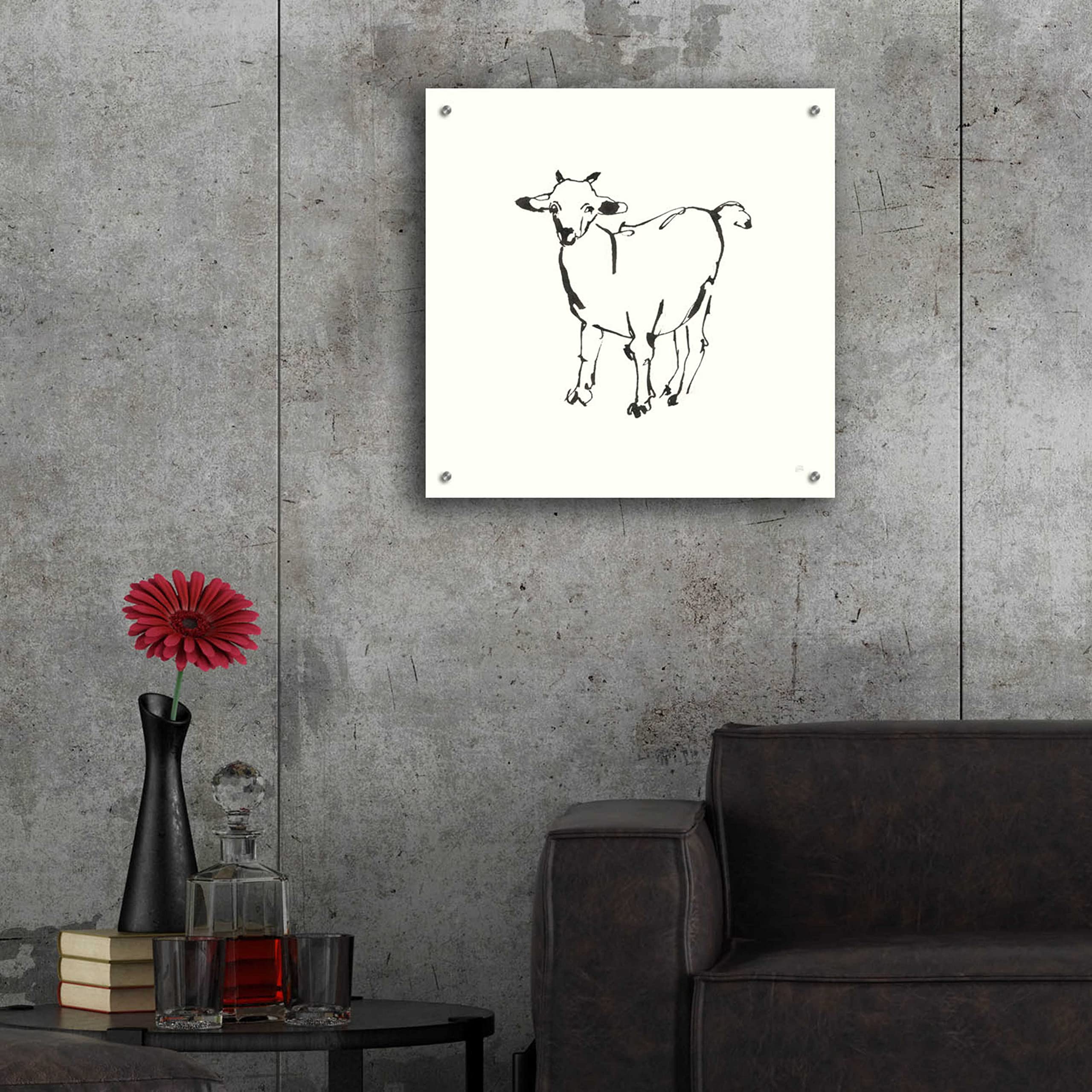 Line Goat by Chris Paschke - 24x24 Inch Modern Acrylic Glass Wall Art - Contemporary Abstract Painting for Living Room, Bedroom & Office Decor