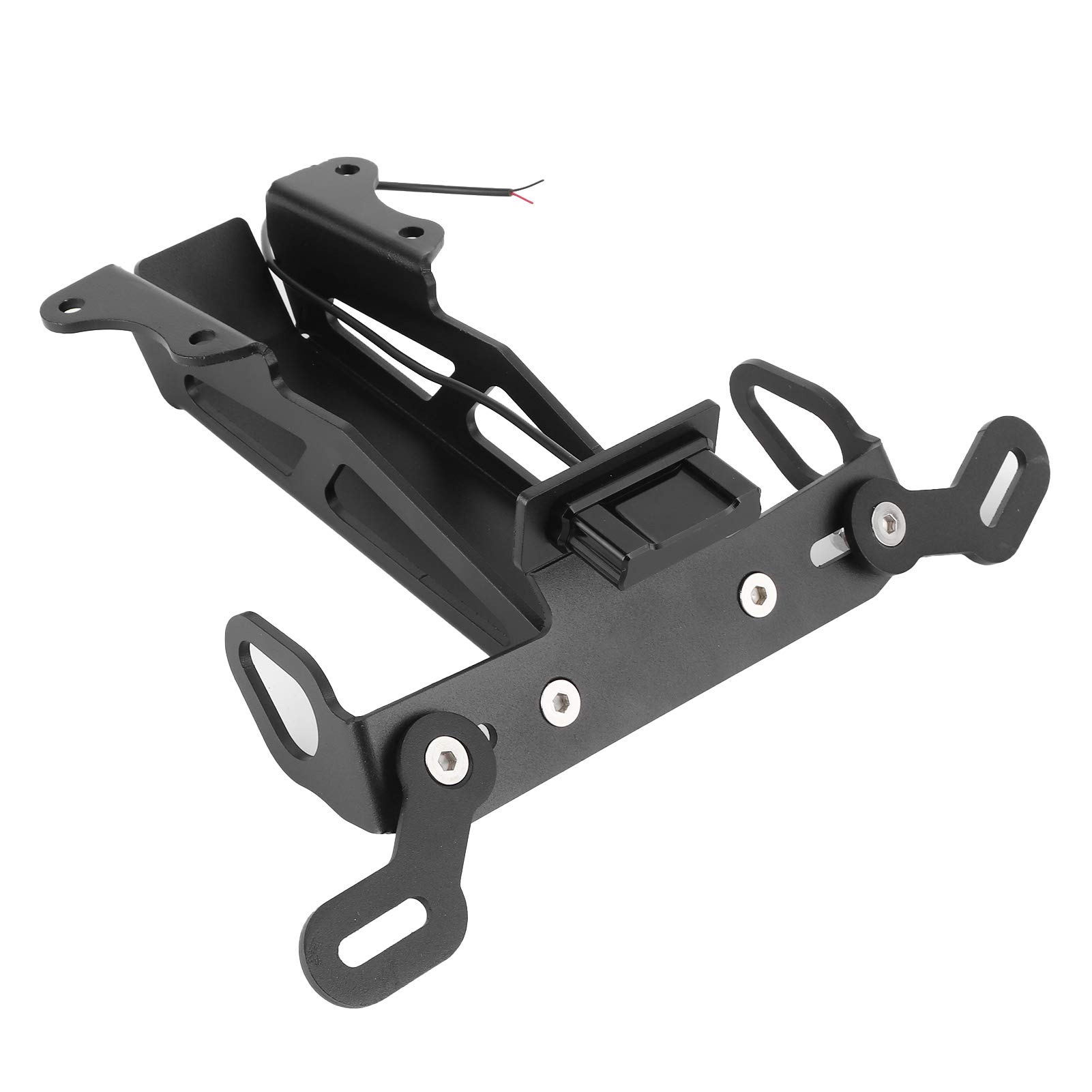 Acouto Black Aluminum Motorcycle License Plate Bracket - Fender Eliminator with LED Light - Compatible with Yamaha MT-07 Tracer, MT/FZ-09, MT/FZ-10 (2014-2020 Models) - Perfect for Street Bikes & Custom Builds