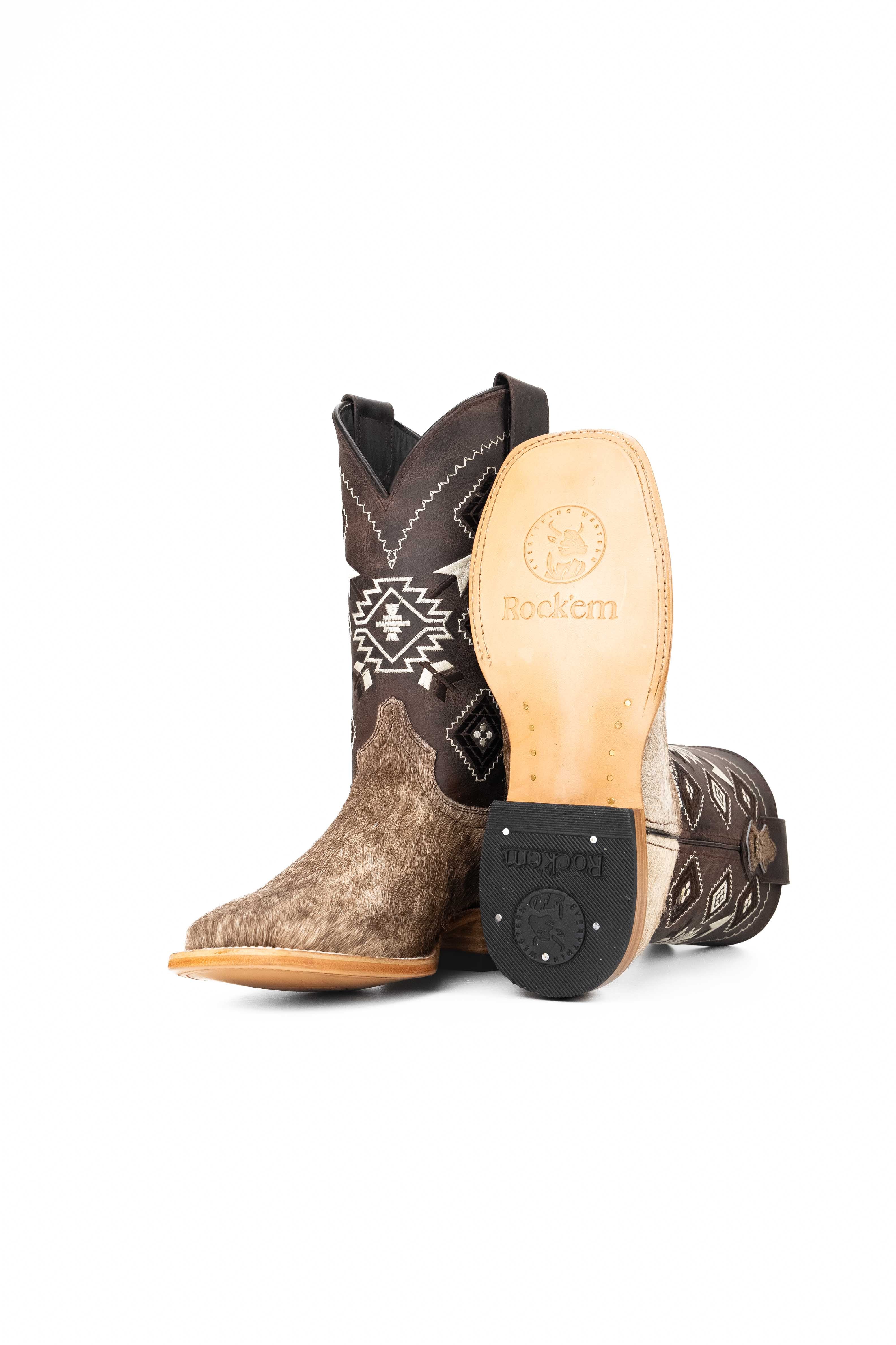 Authentic Men's Cowhide Square Toe Cowboy Boots - Size 6 - Durable & Comfortable Western Boots for Rodeo, Country Dancing & Outdoor Adventures