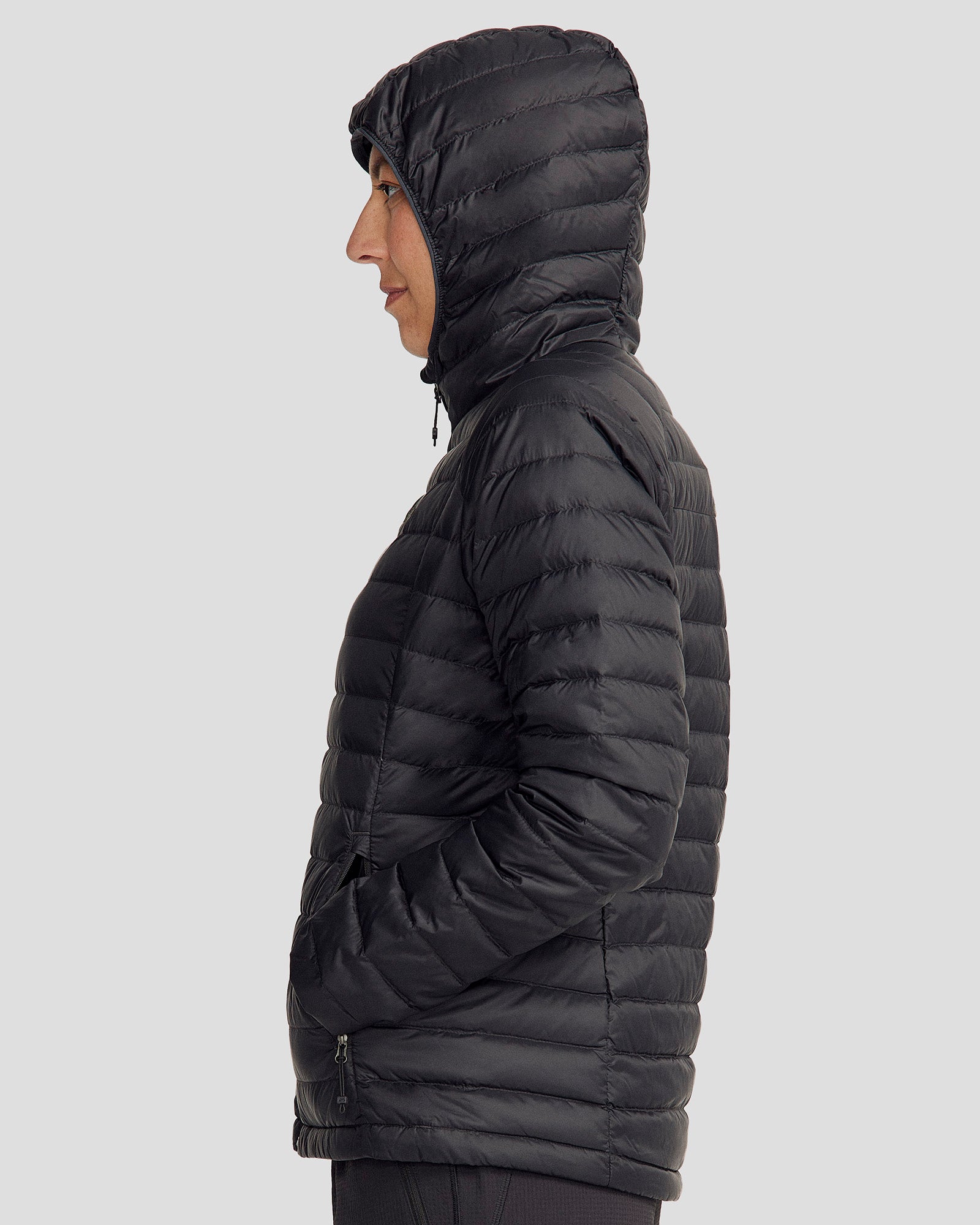 Women's Heli Down Hooded Jacket 3.0 - Lightweight Waterproof Winter Coat with Warm Down Filling, Black Stingray Color for Outdoor Activities & Daily Commute
