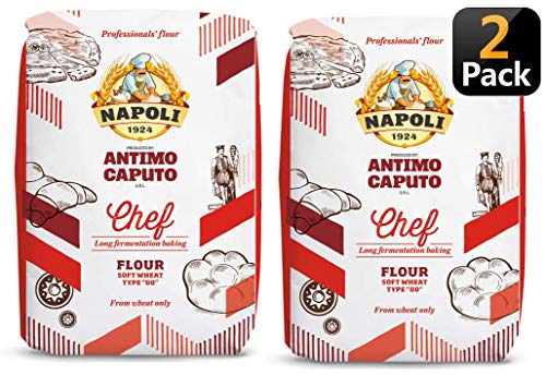 Antimo Caputo Chefs Flour - Premium Italian Tipo 00 Soft Wheat Flour for Perfect Pizza Dough, Homemade Bread & Fresh Pasta - 2.2 Lb (Pack of 2) - Ideal for Neapolitan Pizza, Artisan Baking & Italian Cooking