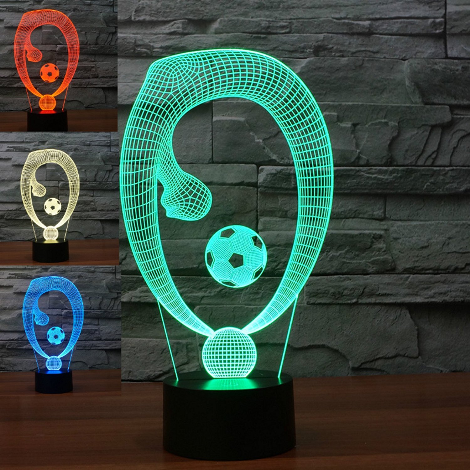 3D Abstract Football Night Light - Touch Switch LED Table Lamp with 7 Color Changing Modes, Optical Illusion Desk Decor for Kids Room, Bedroom, Office - Perfect Gift for Christmas, Birthday & Home Decor