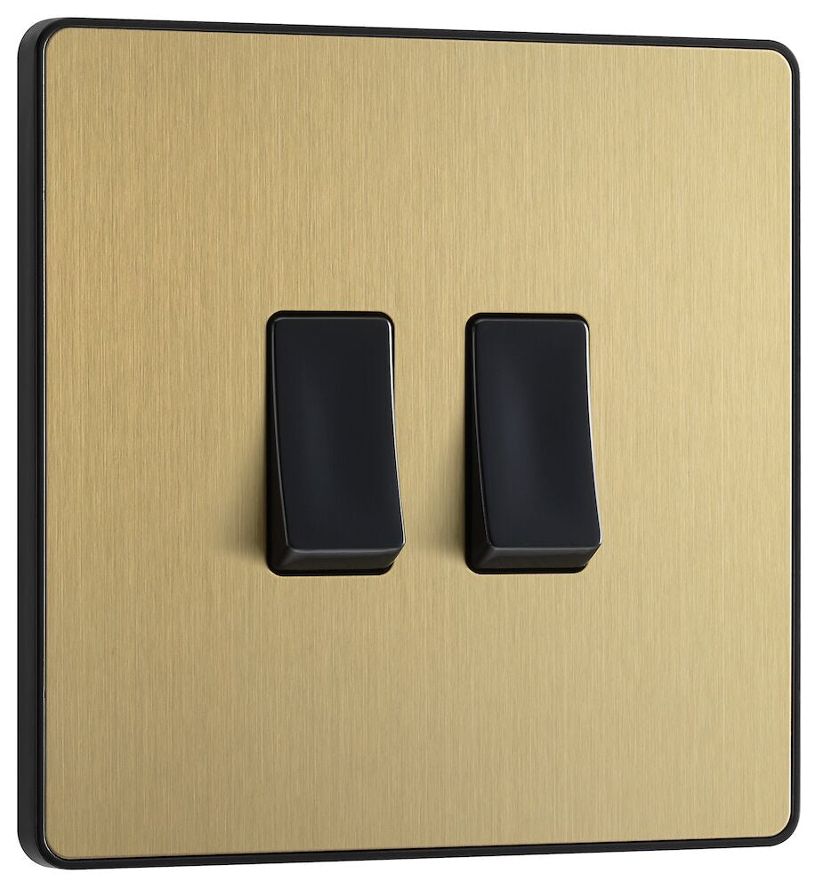 BG Evolve Satin Brass 2-Gang 2-Way Light Switch PCDSB42B - Perfect for Modern Home Lighting Control and Smart Switch Upgrades