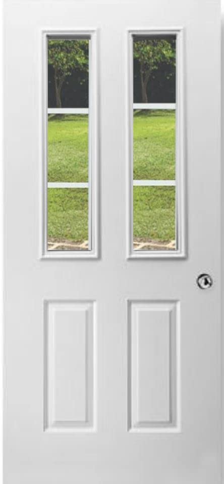8 x 36 Clear Glass Entry Door Insert with 3 Lite External Grids - Perfect for Home Entryway, Front Door Replacement & Modern House Exterior Design