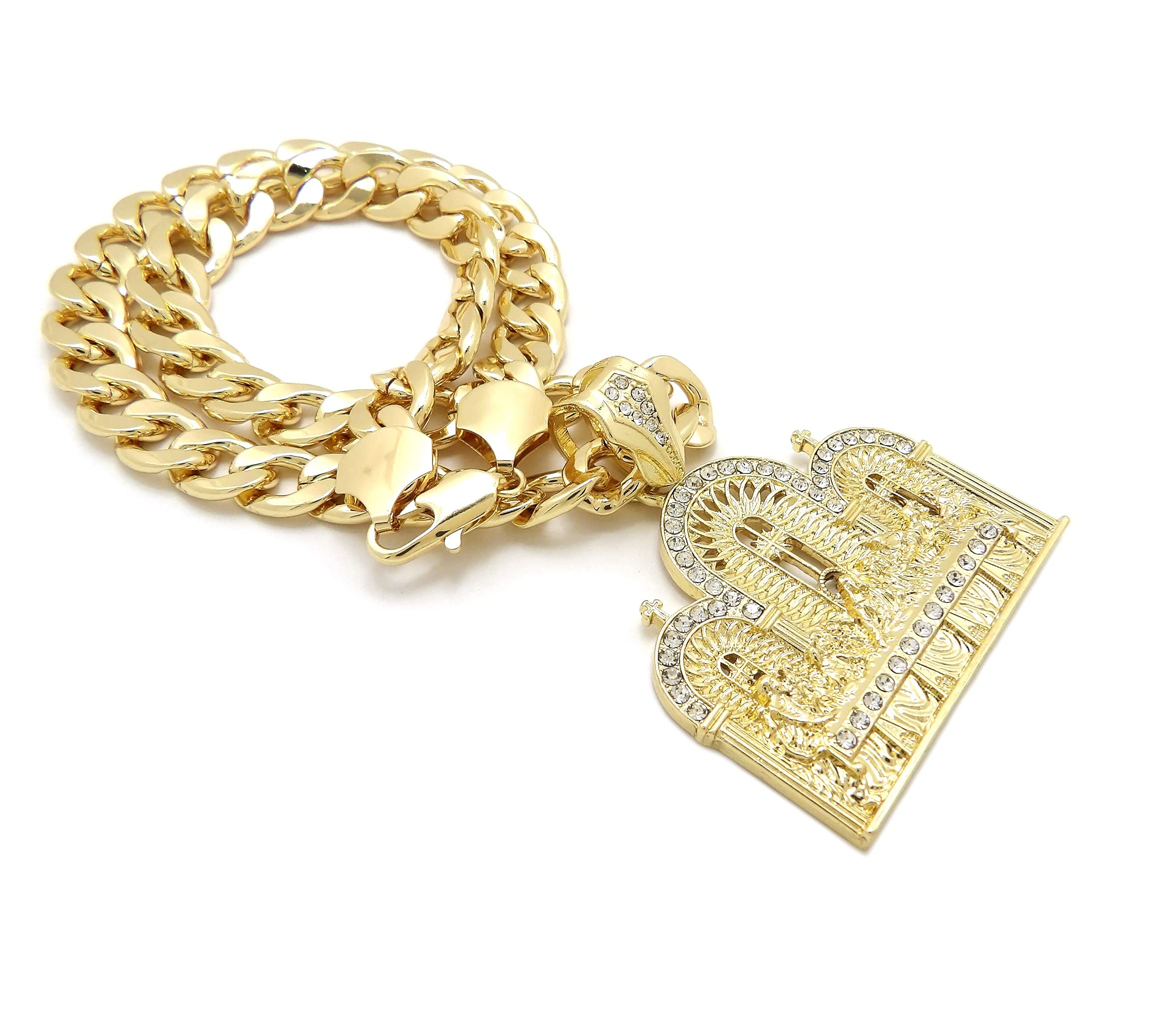 11mm Cuban Chain Necklace with Last Supper Pendant - Religious Jewelry for Men & Women, Perfect for Gifts, Church, and Daily Wear