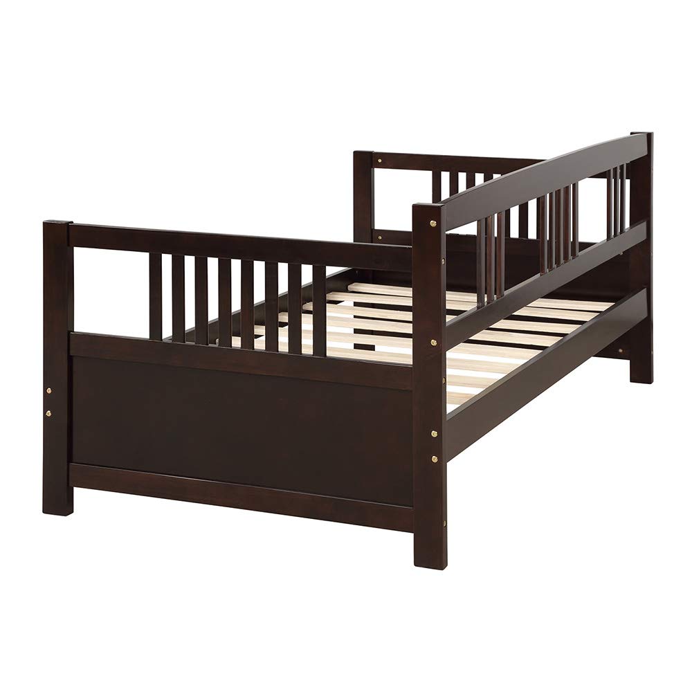Twin Size Daybed with Simple Wood Frame - Espresso Finish for Bedroom, Living Room, or Guest Room Furniture | Perfect for Small Spaces, Sleepovers & Multi-Purpose Use