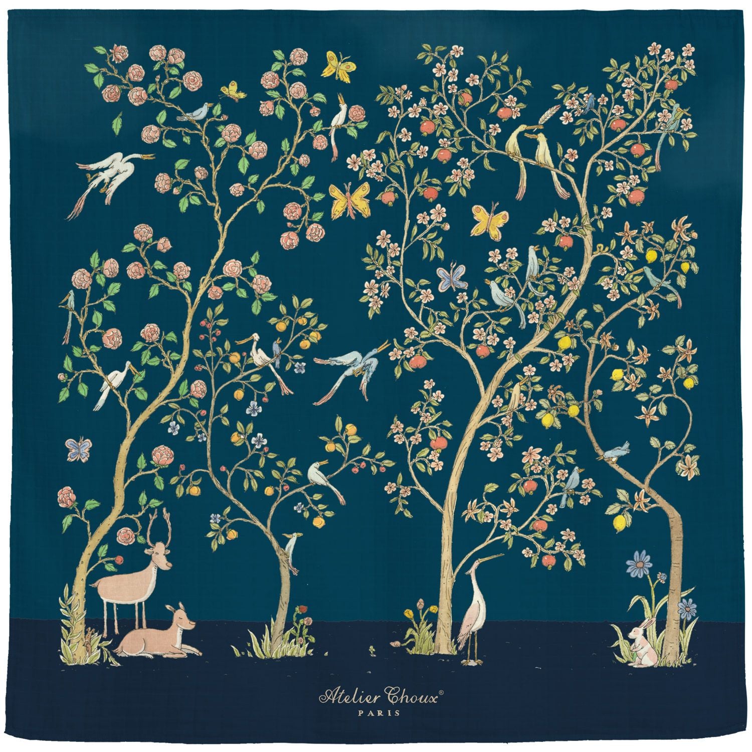 Atelier Choux Muslin in Bloom Night - Premium Organic Cotton Baby Swaddle Blanket for Newborns & Infants - Soft & Breathable Nursery Essential for Sleep, Playtime & Photo Shoots
