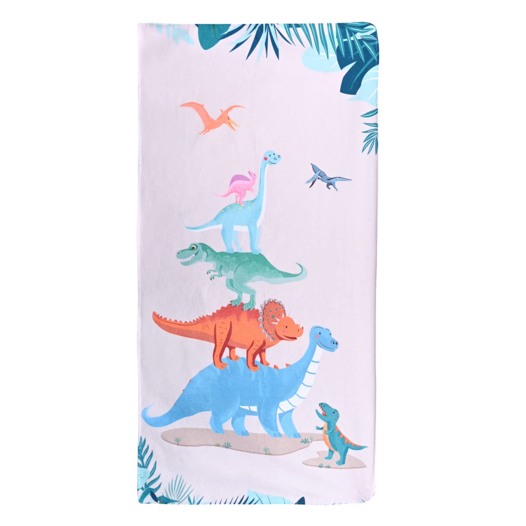 LIVILAN Kids Dinosaur Beach Towel - Soft Microfiber Absorbent Bath Towel for Boys & Girls, Sand-Free Quick Dry Lightweight Travel Towel (24