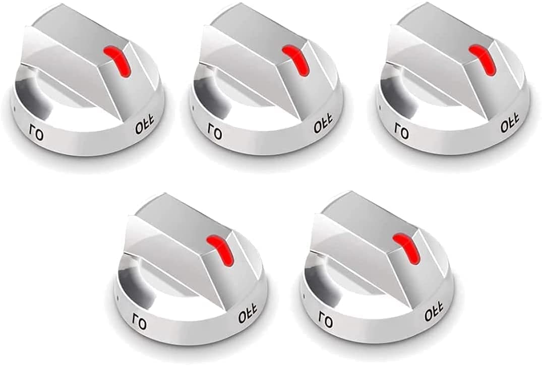 5-Pack Samsung Range Burner Knobs - Compatible with NX58H5650WS, NX58H5600SS, NX58J7750SS/AA, NX58K7850SS/AA, NX58M6850SS/AA, NX58R5601SS - Perfect for Stove Control & Replacement Parts