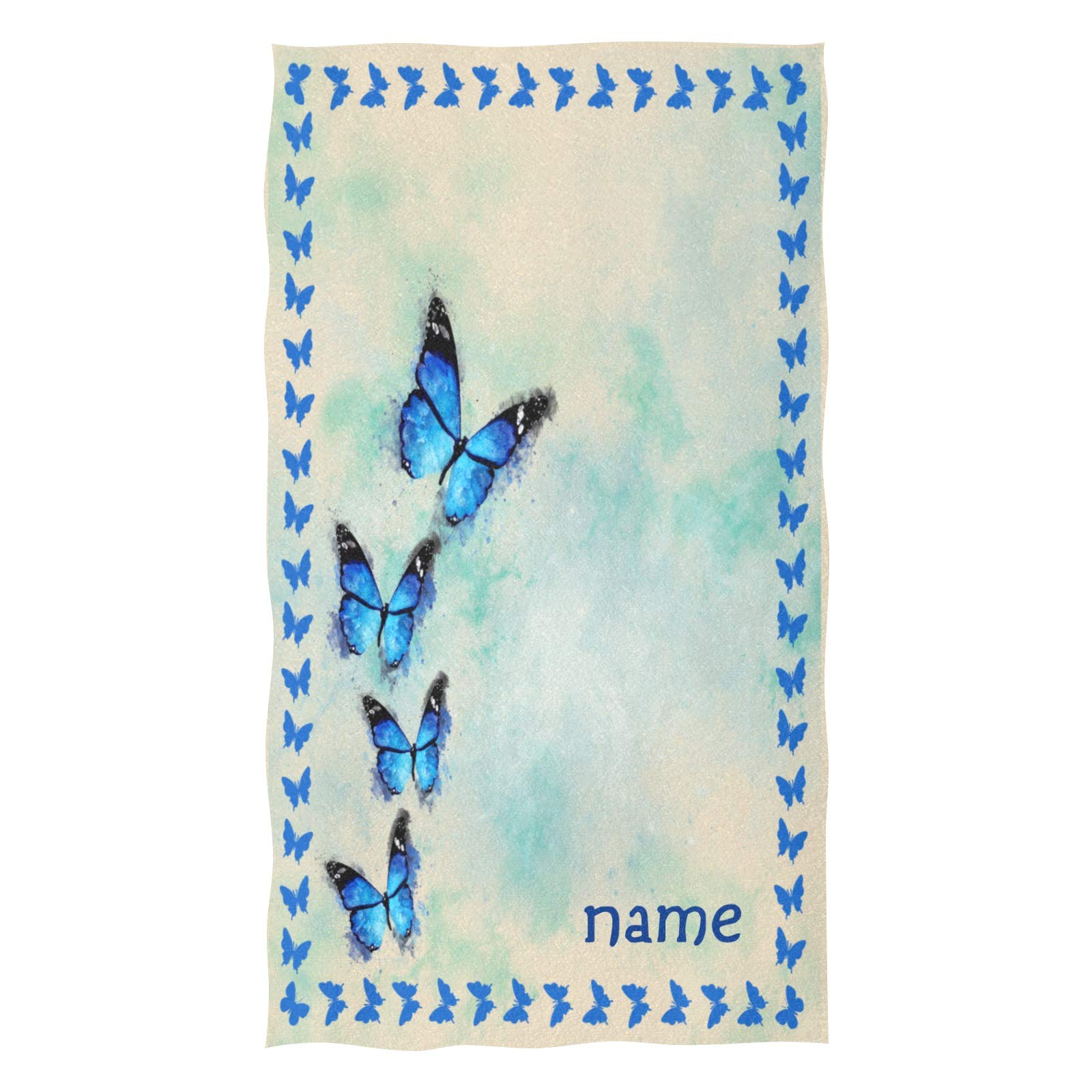 Premium Blue Butterfly Personalized Hand Towels - Ultra Soft & Absorbent Microfiber Bath Towels (16
