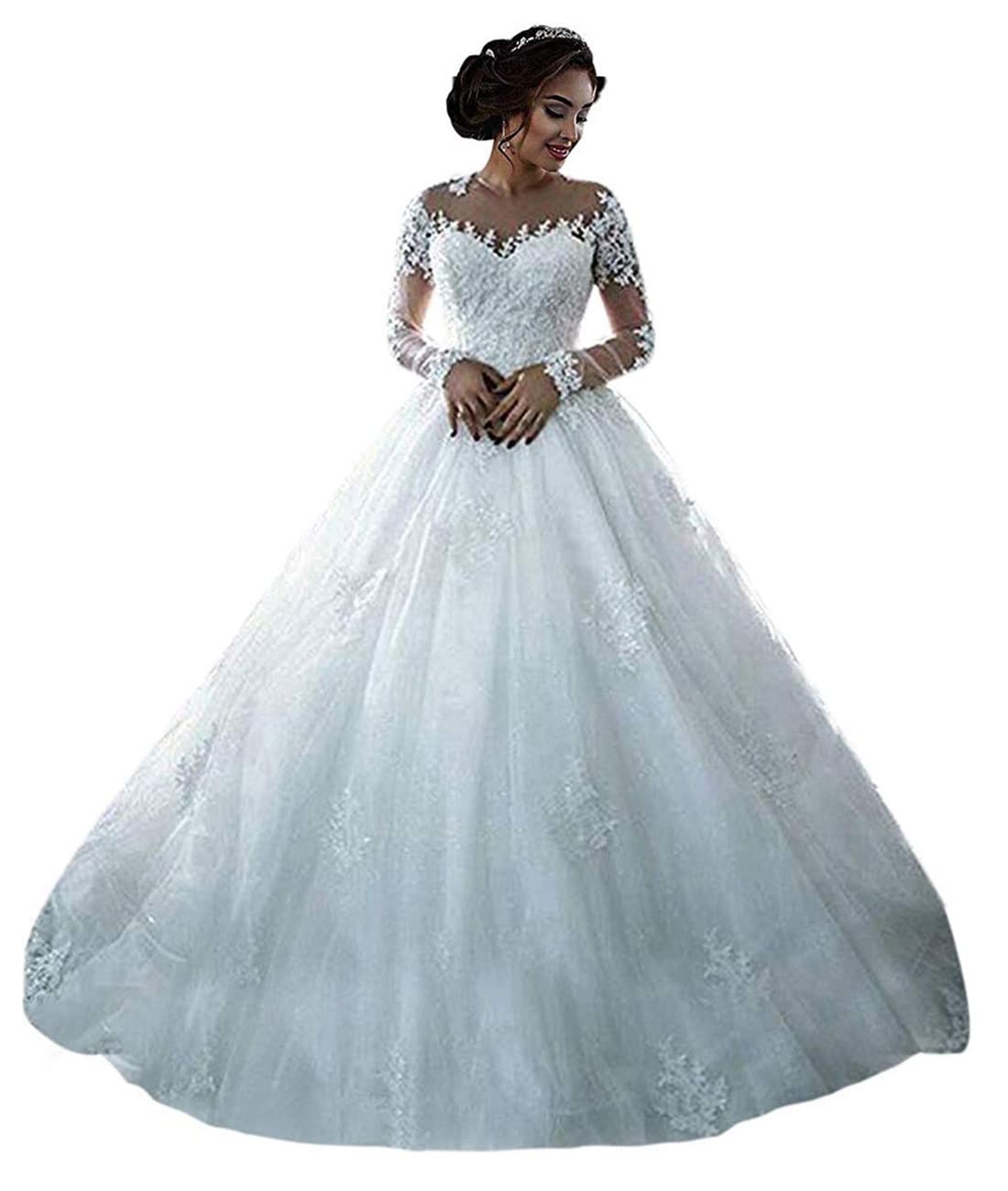 SYYS 2022 Lace Appliqued Off Shoulder Wedding Dress for Bride - Elegant Beach Bridal Gown with Floral Embroidery SYYS337 | Perfect for Beach Weddings, Destination Elopements & Romantic Photoshoots