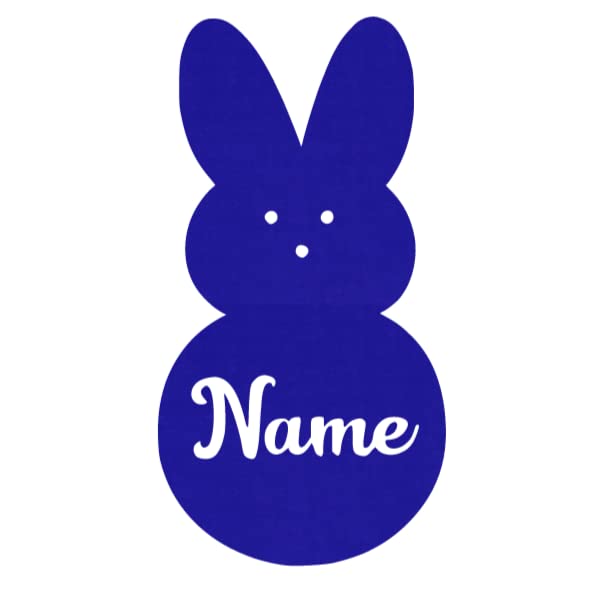 Custom Bunny Name Iron On Decal - Personalized Easter Bunny Patch for Kids Clothing, DIY Heat Transfer Applique for T-Shirts & Bags (Blue) - Perfect for Easter Decorations, School Crafts & Gift Giving