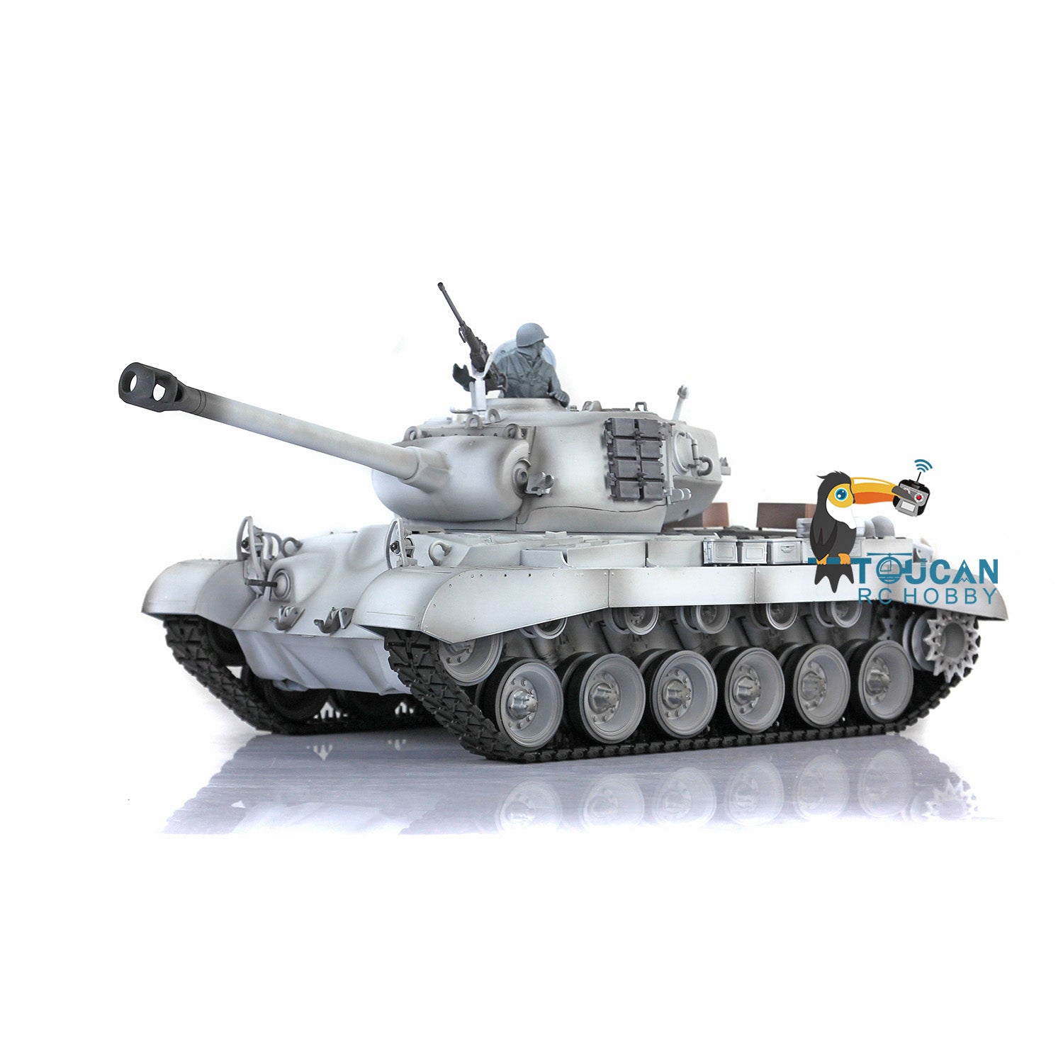 Henglong 1/16 Scale 7.0 M26 Pershing RC Tank Model 3838 with Barrel Recoil, 360° Rotating Turret, Metal Road Wheels & Double Rubber Pad Tracks - Remote Control Battle Tank for Collectors, Military Enthusiasts and Outdoor RC Play