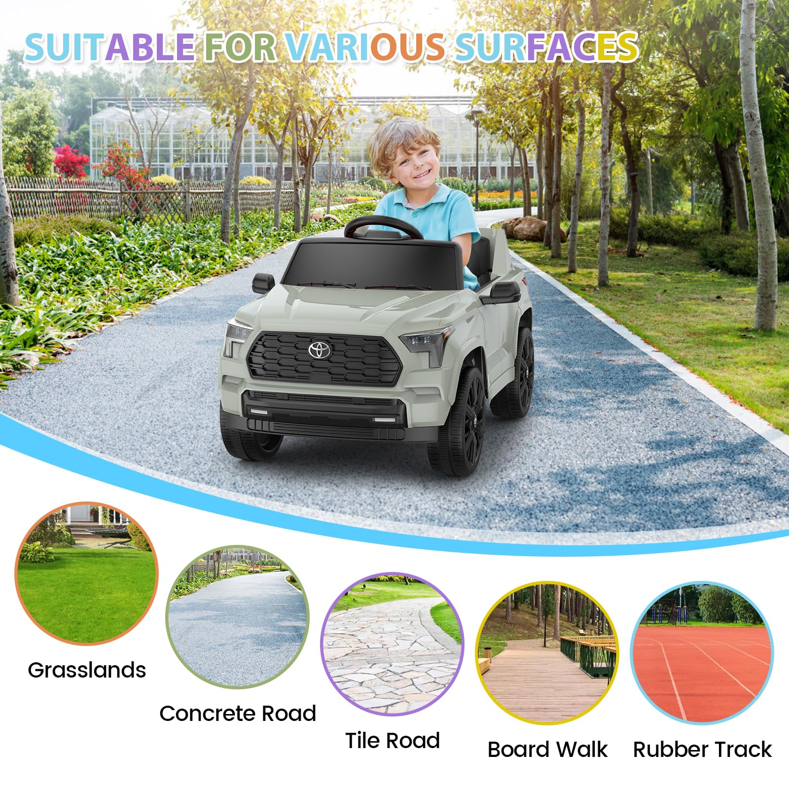 12V Battery Powered Kids Ride on Truck - Licensed Toyota Electric Car for Children with Remote Control, Spring Suspension, LED Lights & Music | 3 Speed Modes | Outdoor Play, Birthday Gifts, Backyard Fun