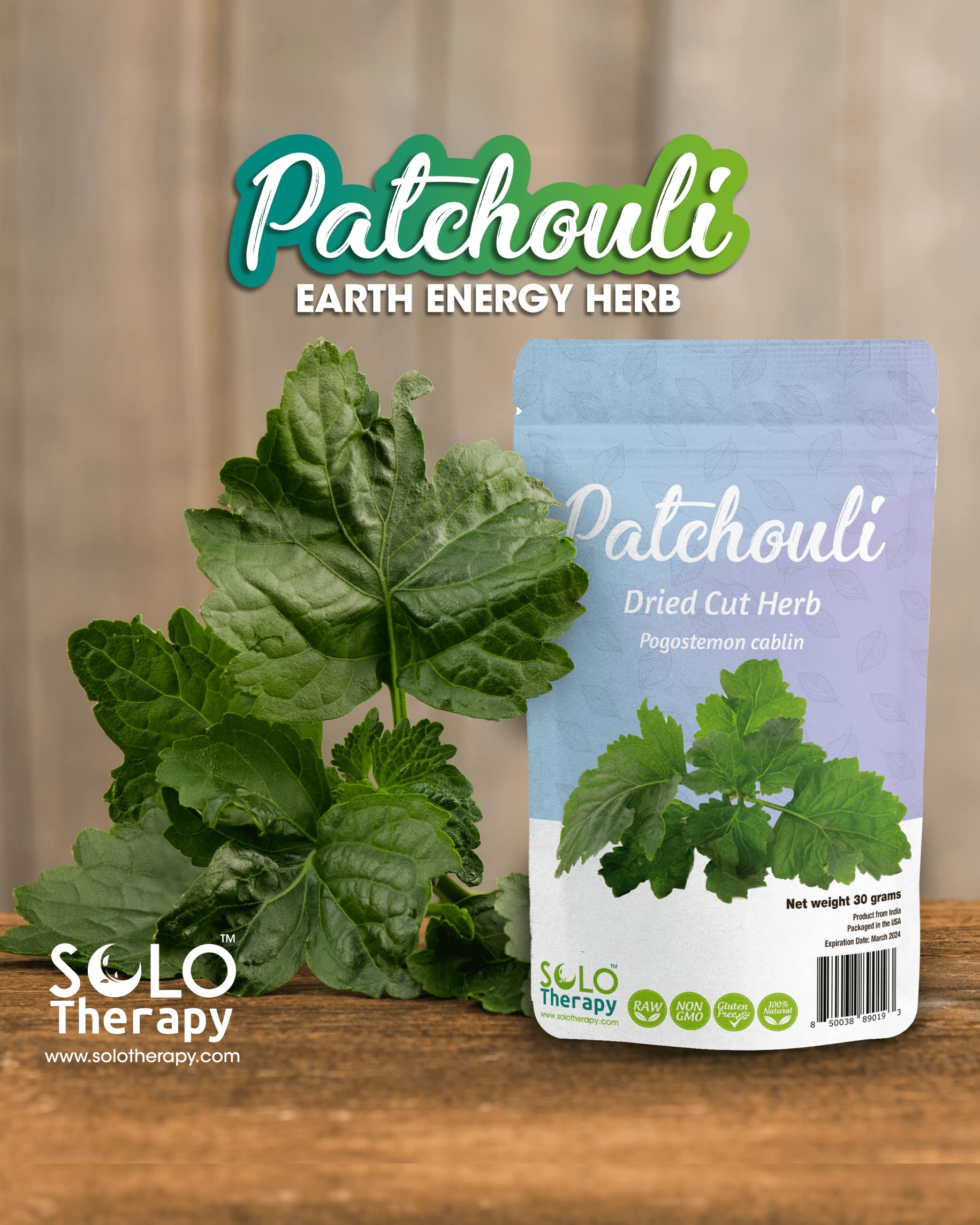 Organic Patchouli Herb 30g | Pogostemon Cablin | Resealable Bag | Aromatherapy, Meditation & Spiritual Cleansing | Perfect for Rituals, Altars, Wicca & Home Purification | Dried Herbs from India