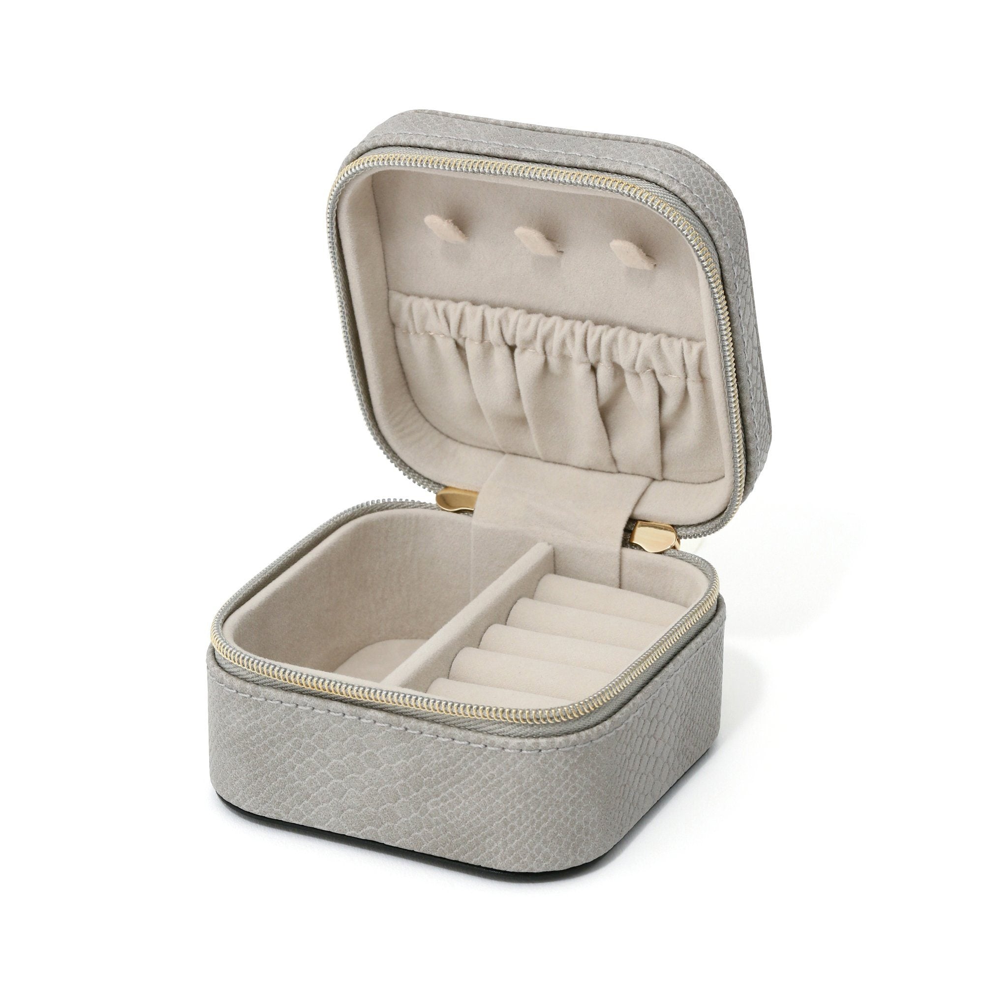 Flavia Travel Jewelry Box Gray - Portable Jewelry Organizer for Necklaces, Rings & Earrings - Perfect for Vacation, Business Trips & Gifts