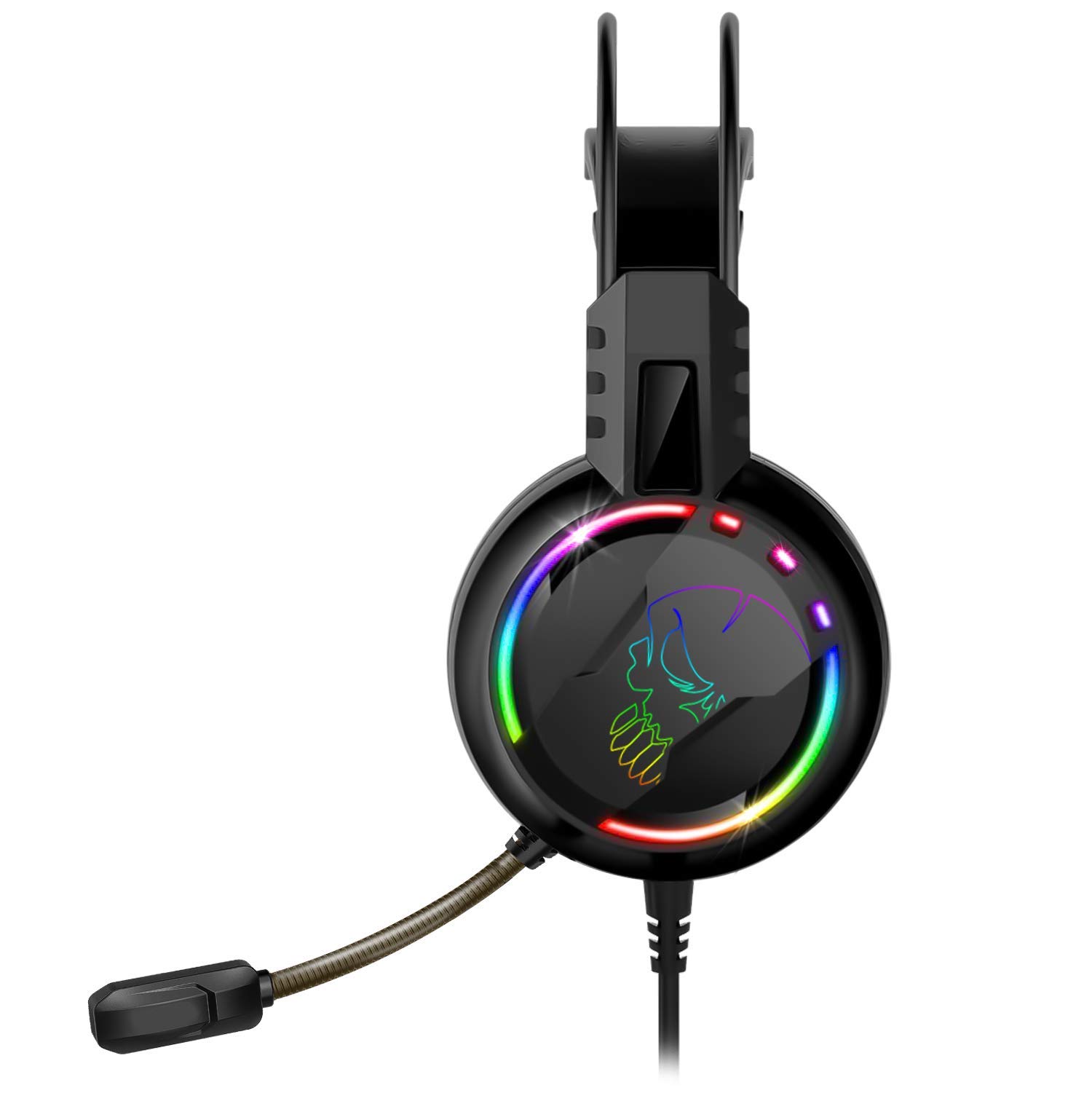 SPIRIT OF GAMER PRO-H7 Gaming Headset with Noise Cancelling Mic, Rainbow LED Lights, Soft Leather Ear Cushions - Compatible with PS5, Xbox Series X, PC, PS4, Xbox One - Perfect for Competitive Gaming & Streaming