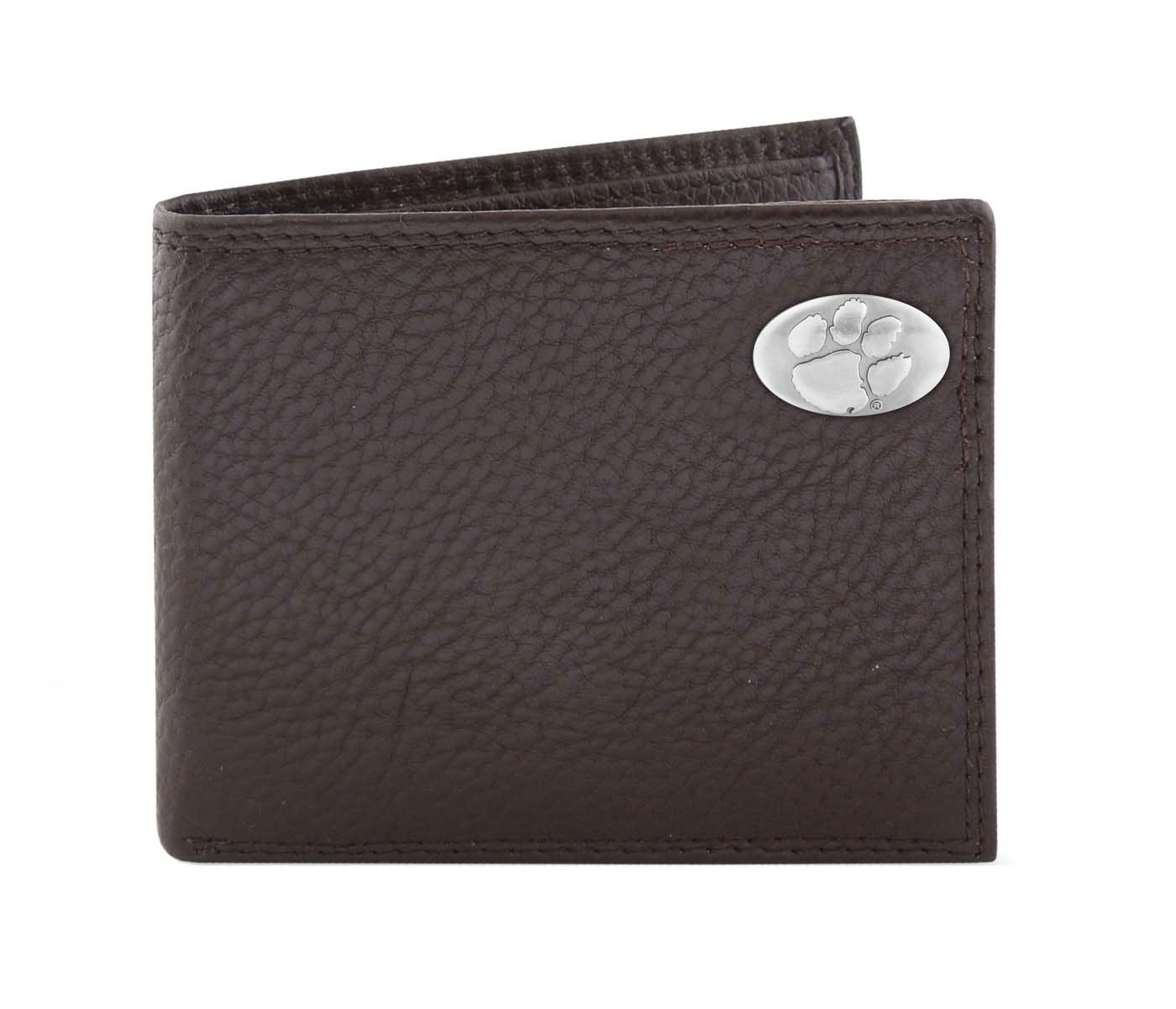 ZEP-PRO NCAA Clemson Tigers Genuine Leather Bifold Wallet with Concho - Premium Men's Wallet for College Football Fans & Everyday Use