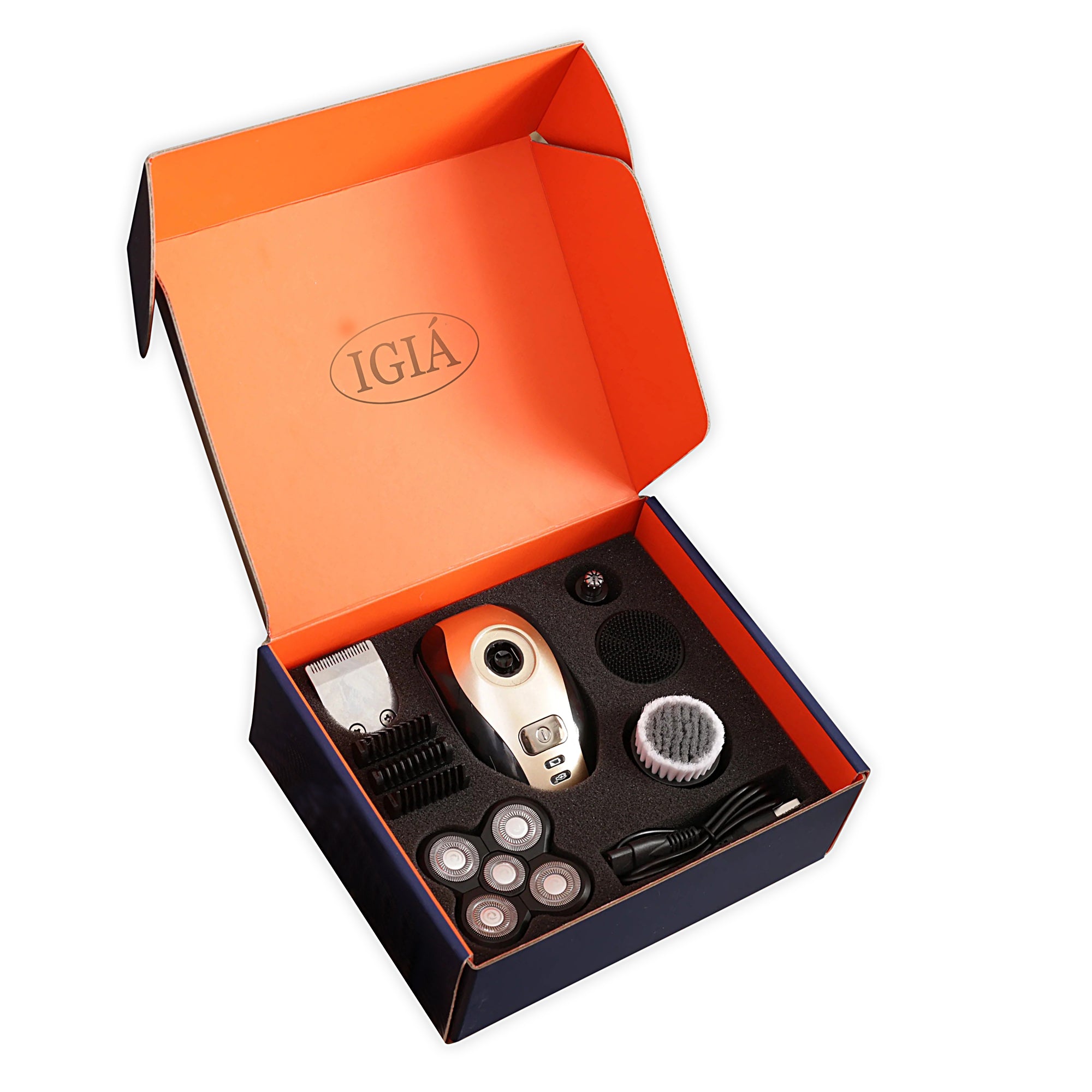 Premium Titanium Series Electric Shaver Kit for Men - 5-in-1 Wet/Dry Shaving System with Replacement Blades, Soothing Shave Gel, Cleansing Wipes & Travel Case - Perfect for Home Use, Business Travel & Gym Essentials