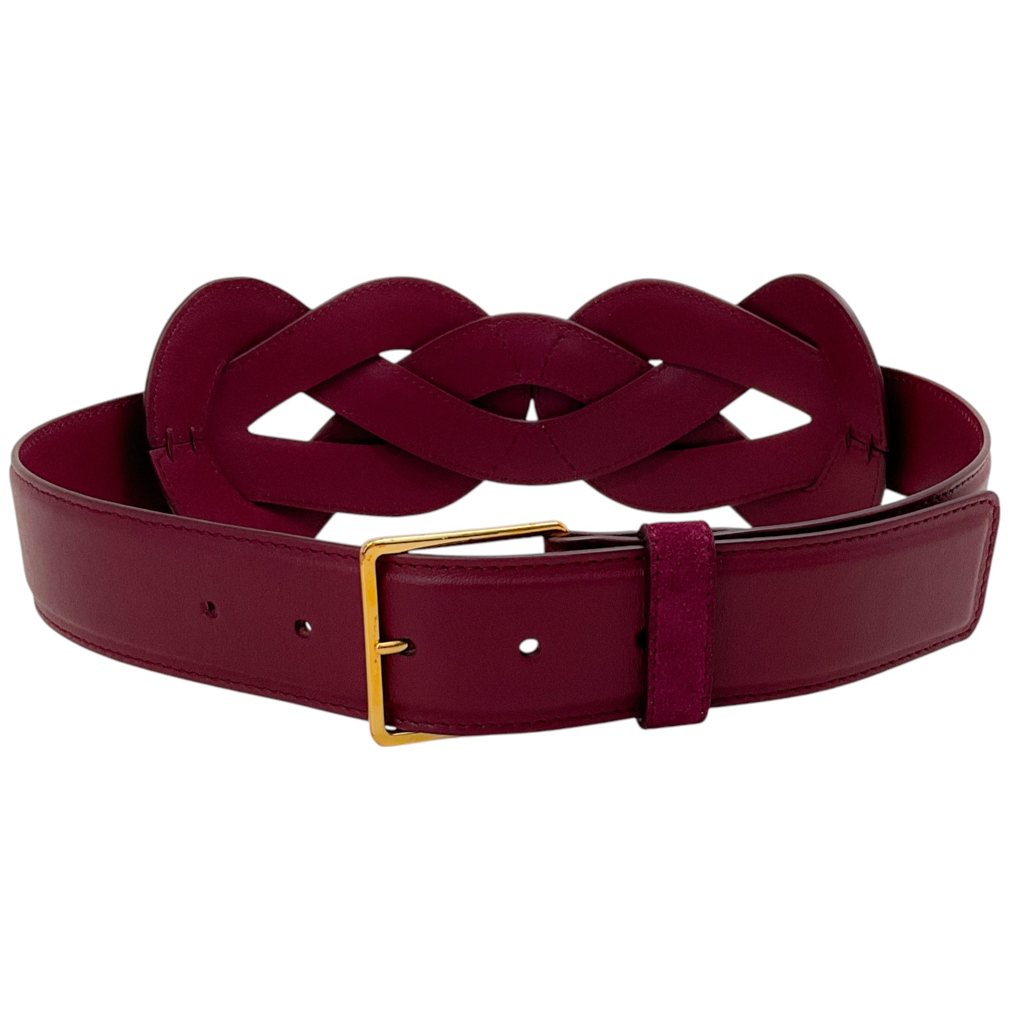 Altuzarra Women's Sienna Twist Belt - Genuine Burgundy Leather & Suede Fashion Accessory for Dresses, Coats & Jeans | Stylish Waist Cincher for Everyday Wear