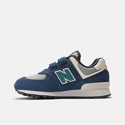 New Balance Kids 574 Hook & Loop Sneakers - Navy/Grey - Comfortable & Durable for School, Play & Everyday Wear