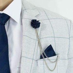 Cavani Radika 3-Piece Light Gray Check Tweed Suit for Men - Formal Business Attire, Office Wear & Wedding Outfit
