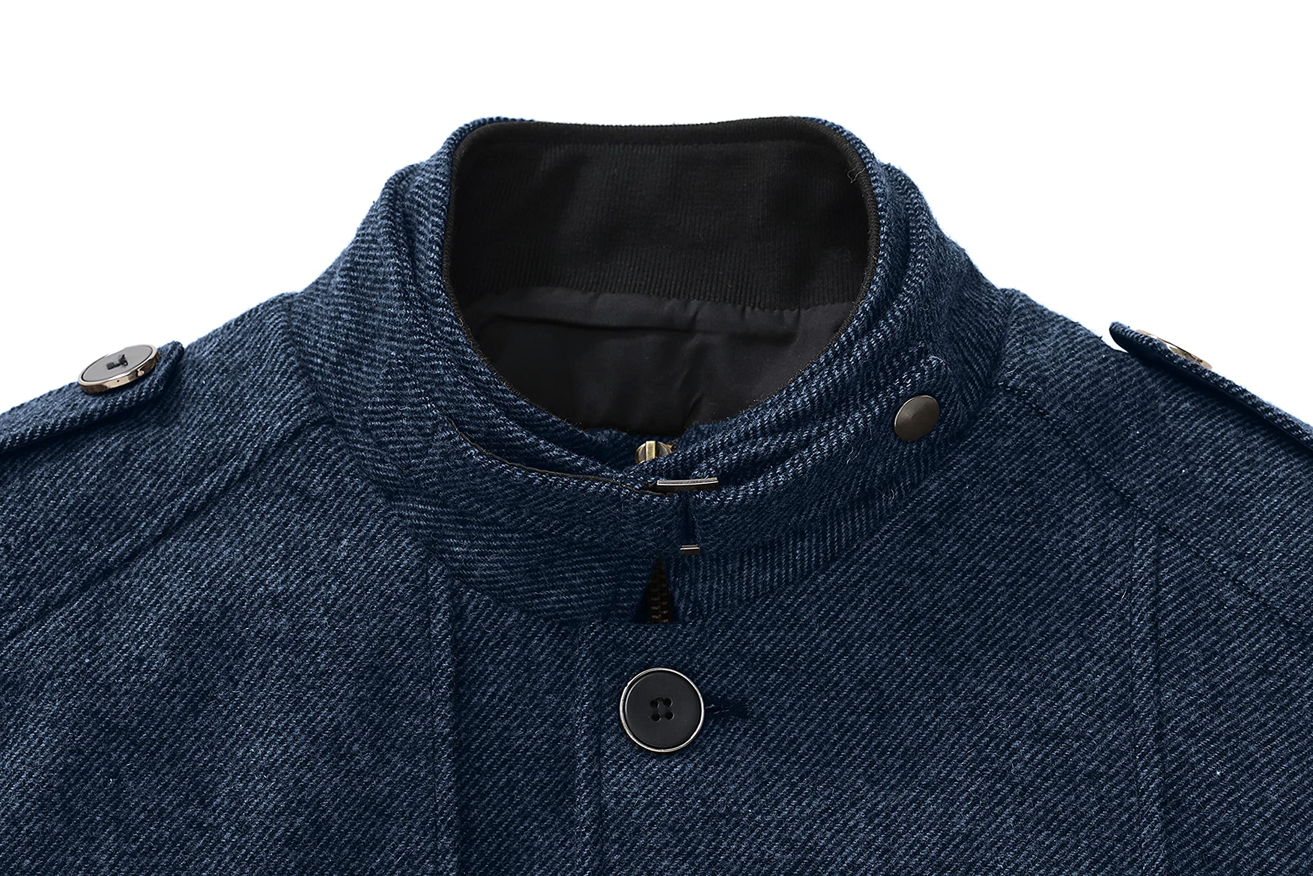 Wantdo Men's Wool Blend Jacket - Stand Collar Windproof Pea Coat for Winter | Warm Casual Outerwear for Work, Travel & Outdoor Activities