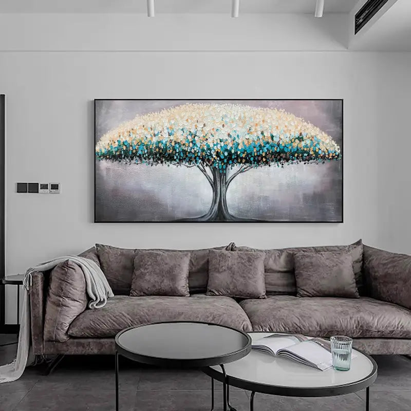 Flower and Tree Painting #FT022 - Handmade Canvas Wall Art for Home Decor, Living Room, Bedroom & Office